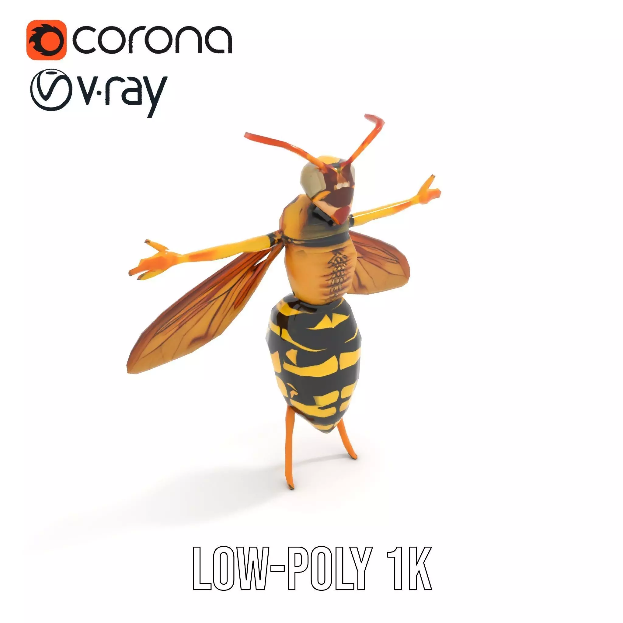 Vivid Wasp Insect model pack Low-poly 3D model_7