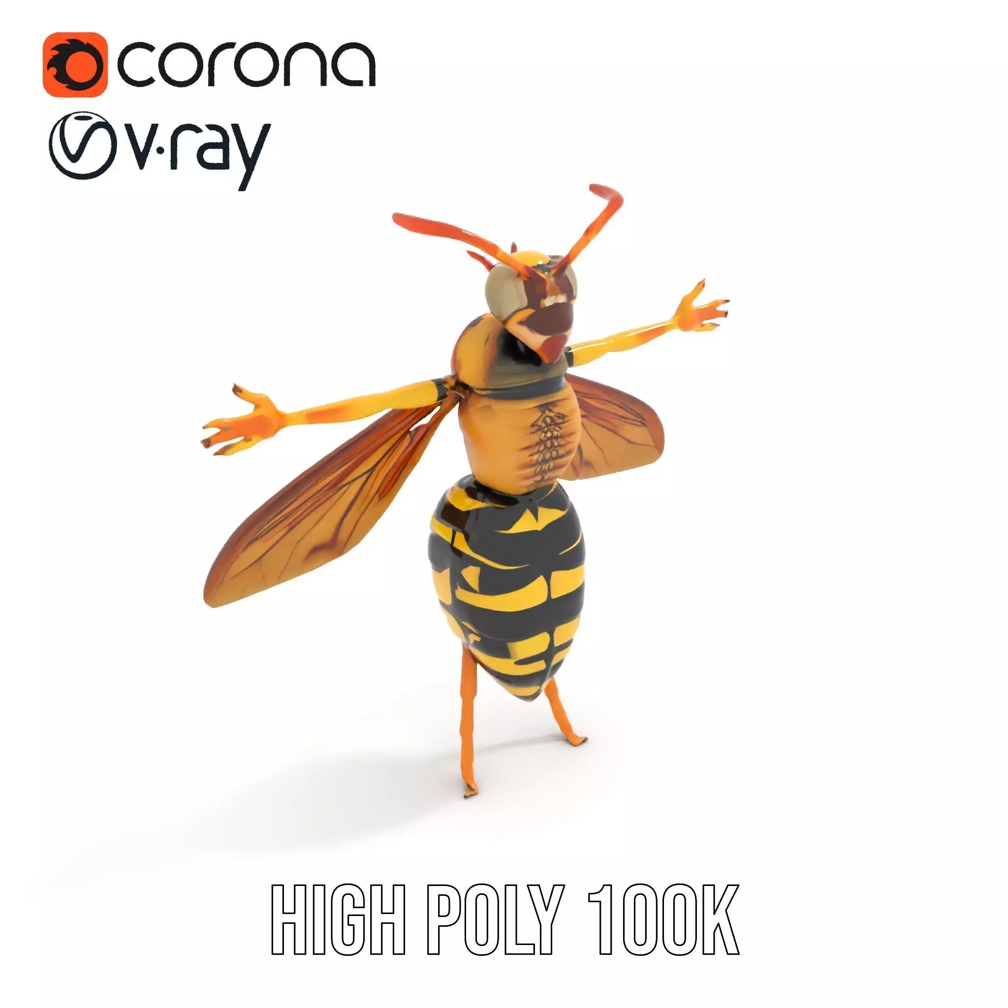 Vivid Wasp Insect model pack Low-poly 3D model_23
