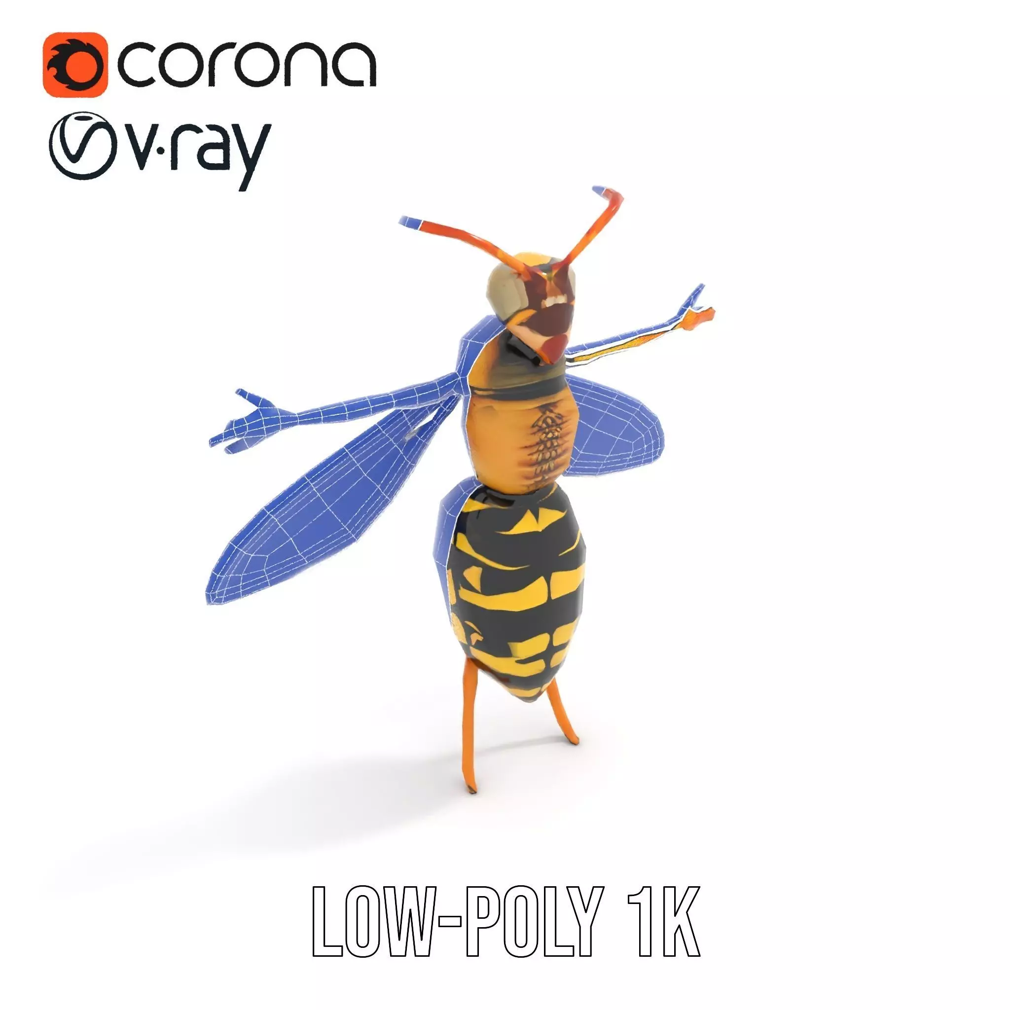 Vivid Wasp Insect model pack Low-poly 3D model_14