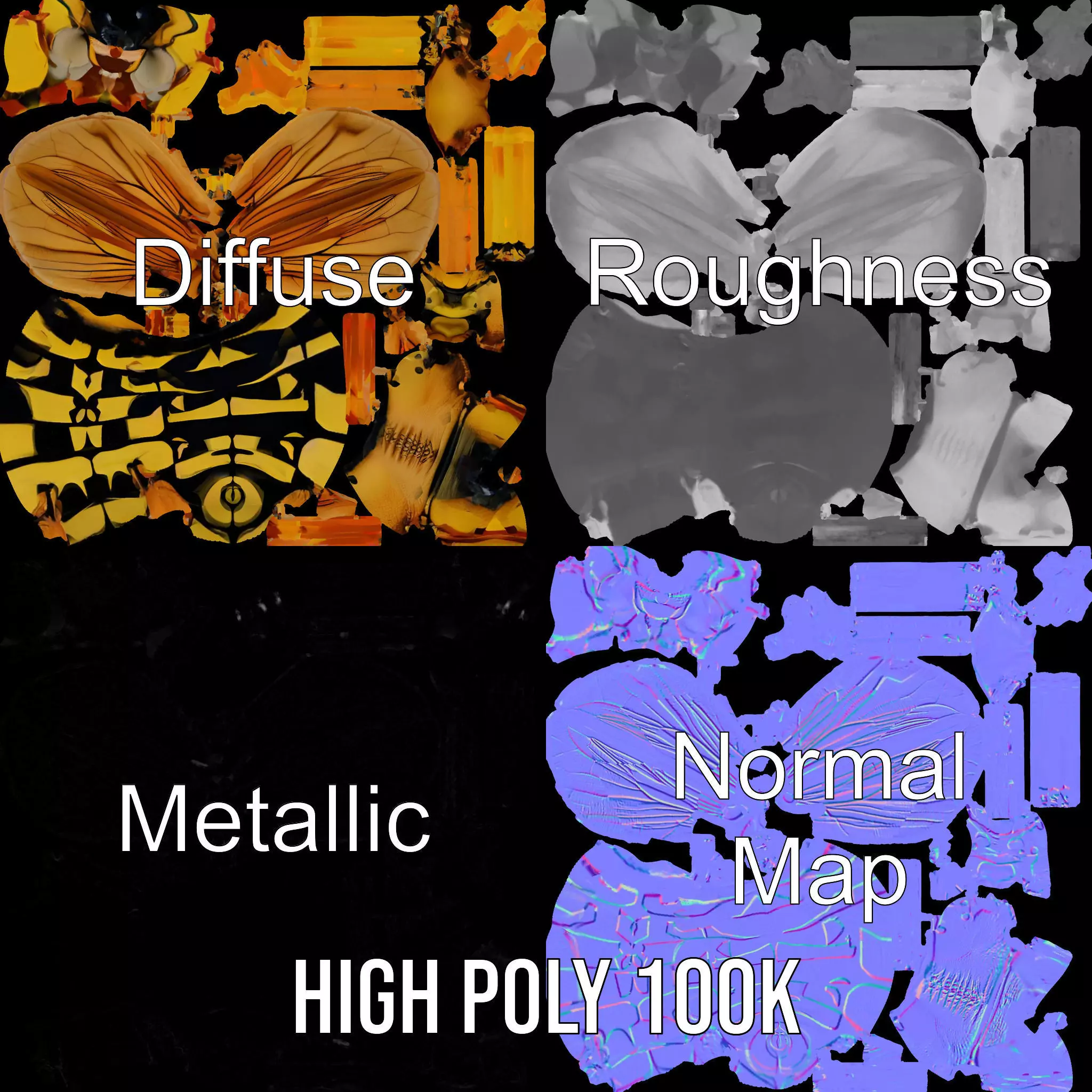 Vivid Wasp Insect model pack Low-poly 3D model_3