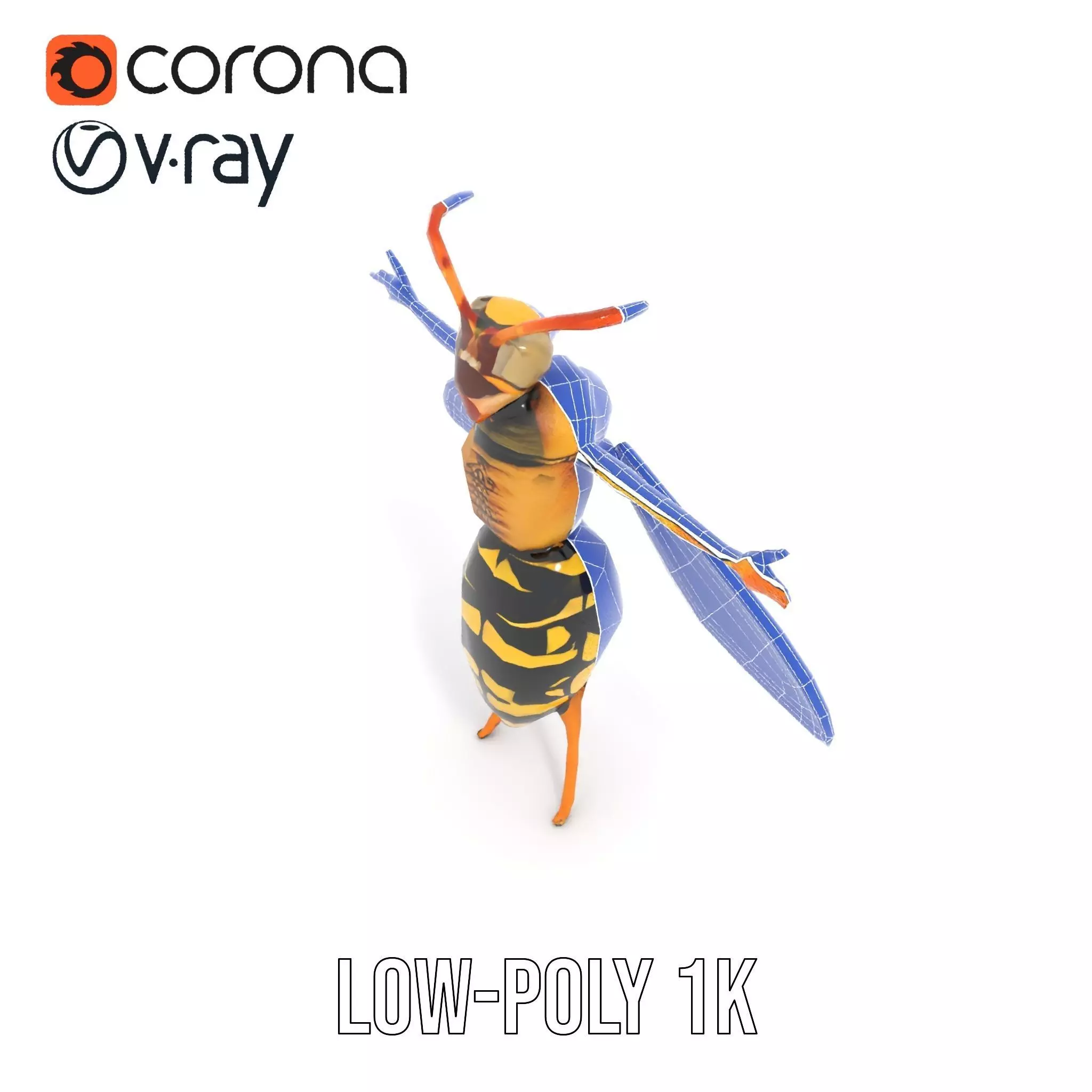 Vivid Wasp Insect model pack Low-poly 3D model_16