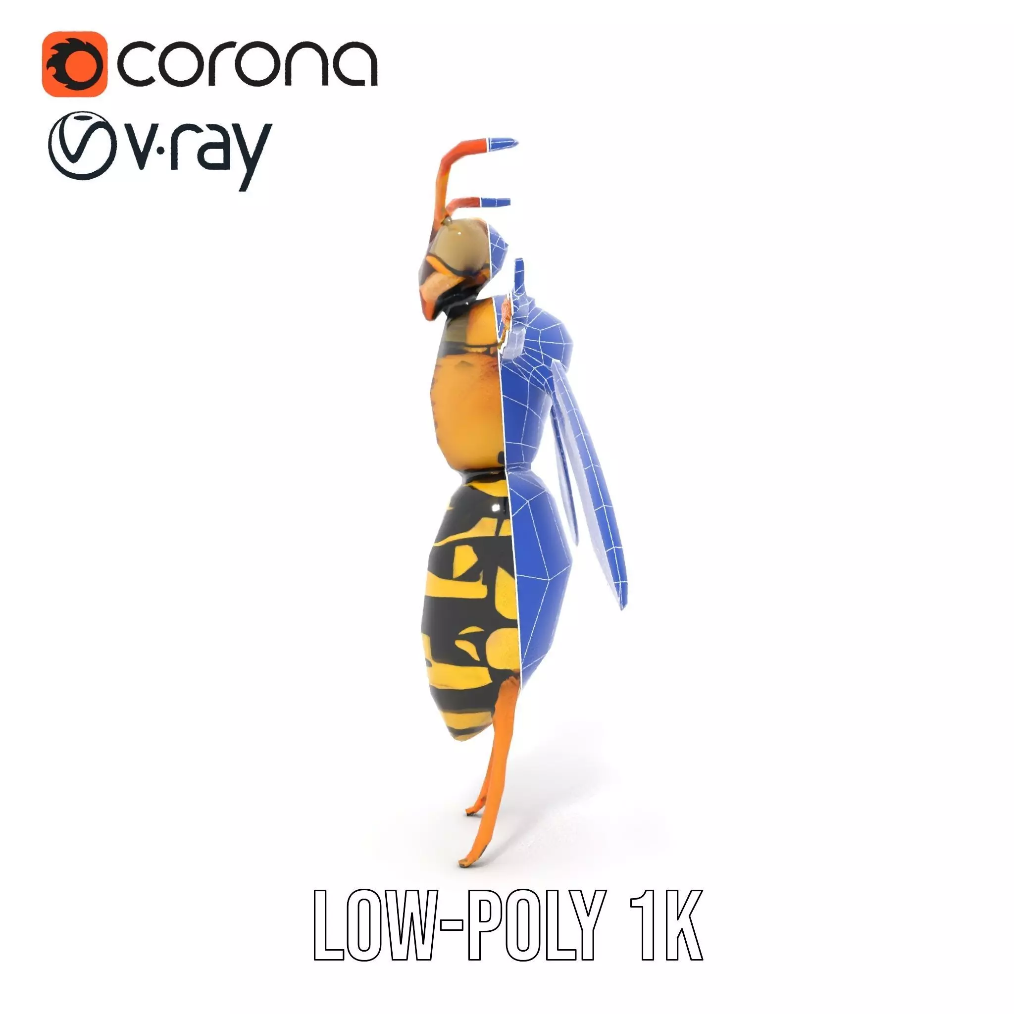 Vivid Wasp Insect model pack Low-poly 3D model_12