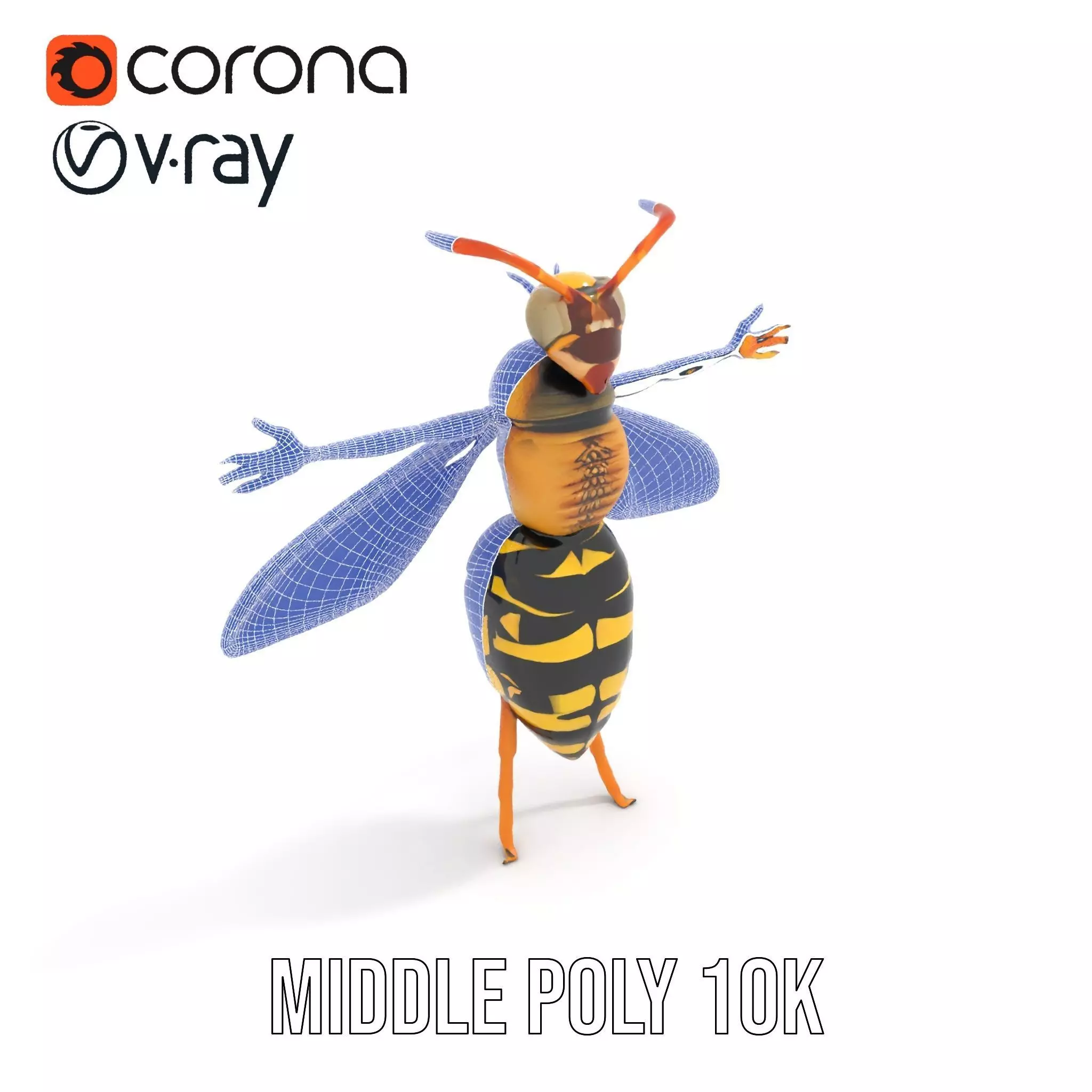 Vivid Wasp Insect model pack Low-poly 3D model_21