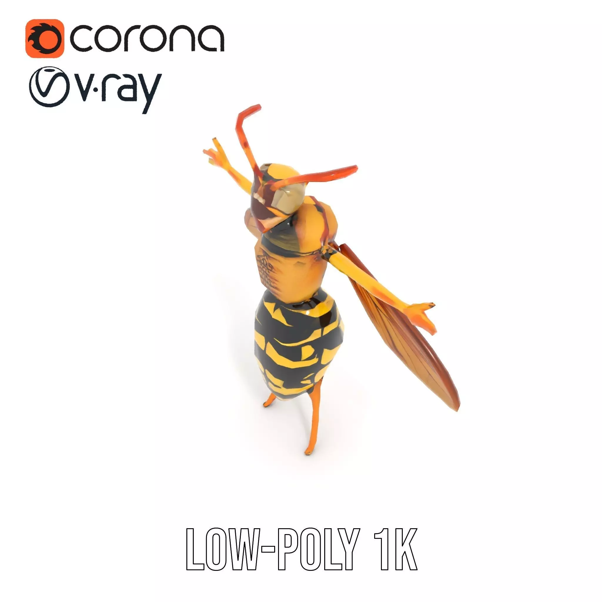Vivid Wasp Insect model pack Low-poly 3D model_25