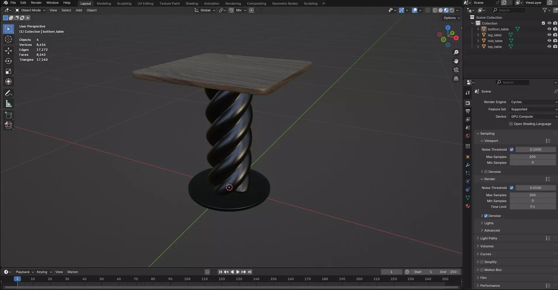 Square Table CG49 3D model_8