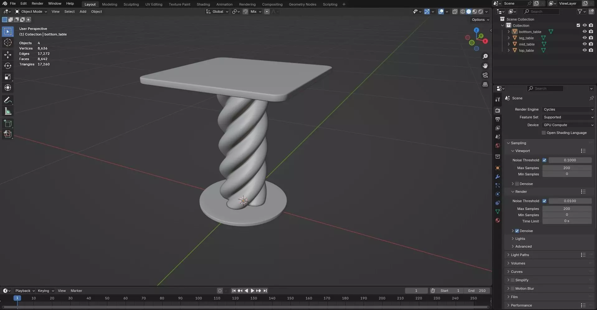 Square Table CG49 3D model_7