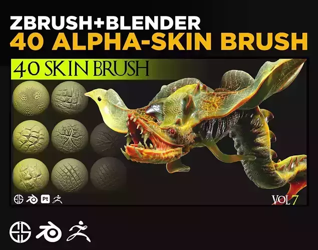 40 Creature Skin Brush- Brushes for Character and Creature