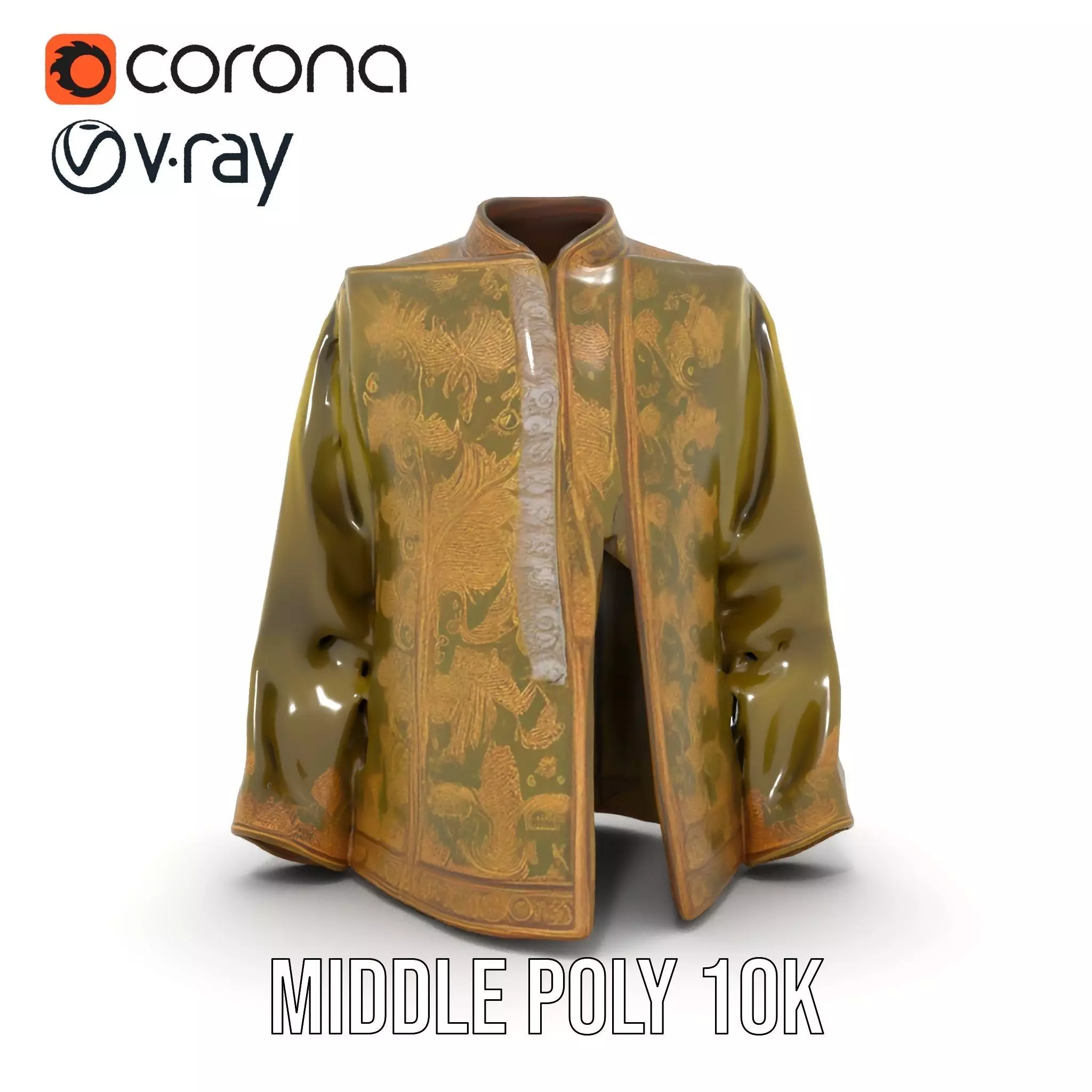 Elegant Olive Sherwani model pack Low-poly 3D model_15