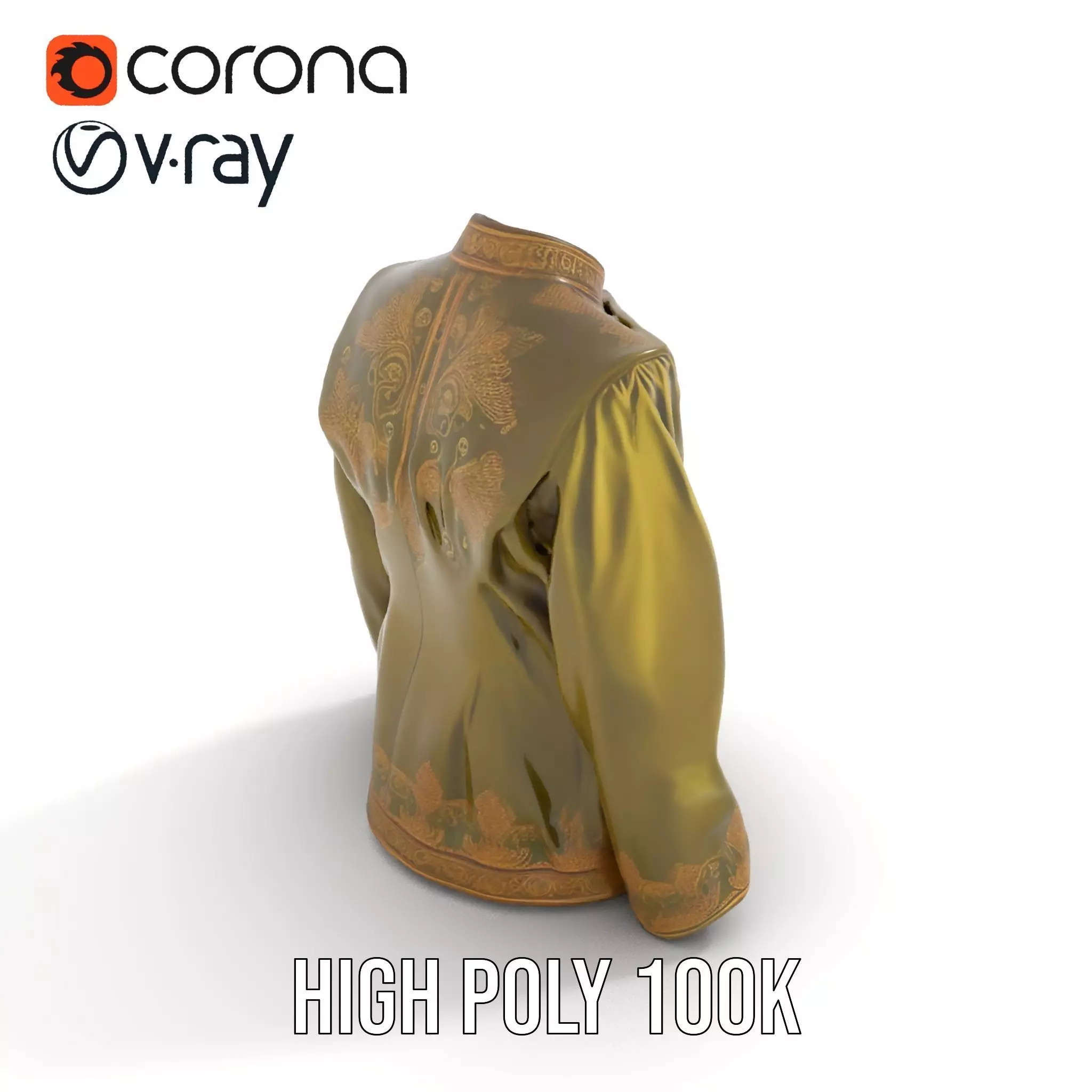 Elegant Olive Sherwani model pack Low-poly 3D model_20