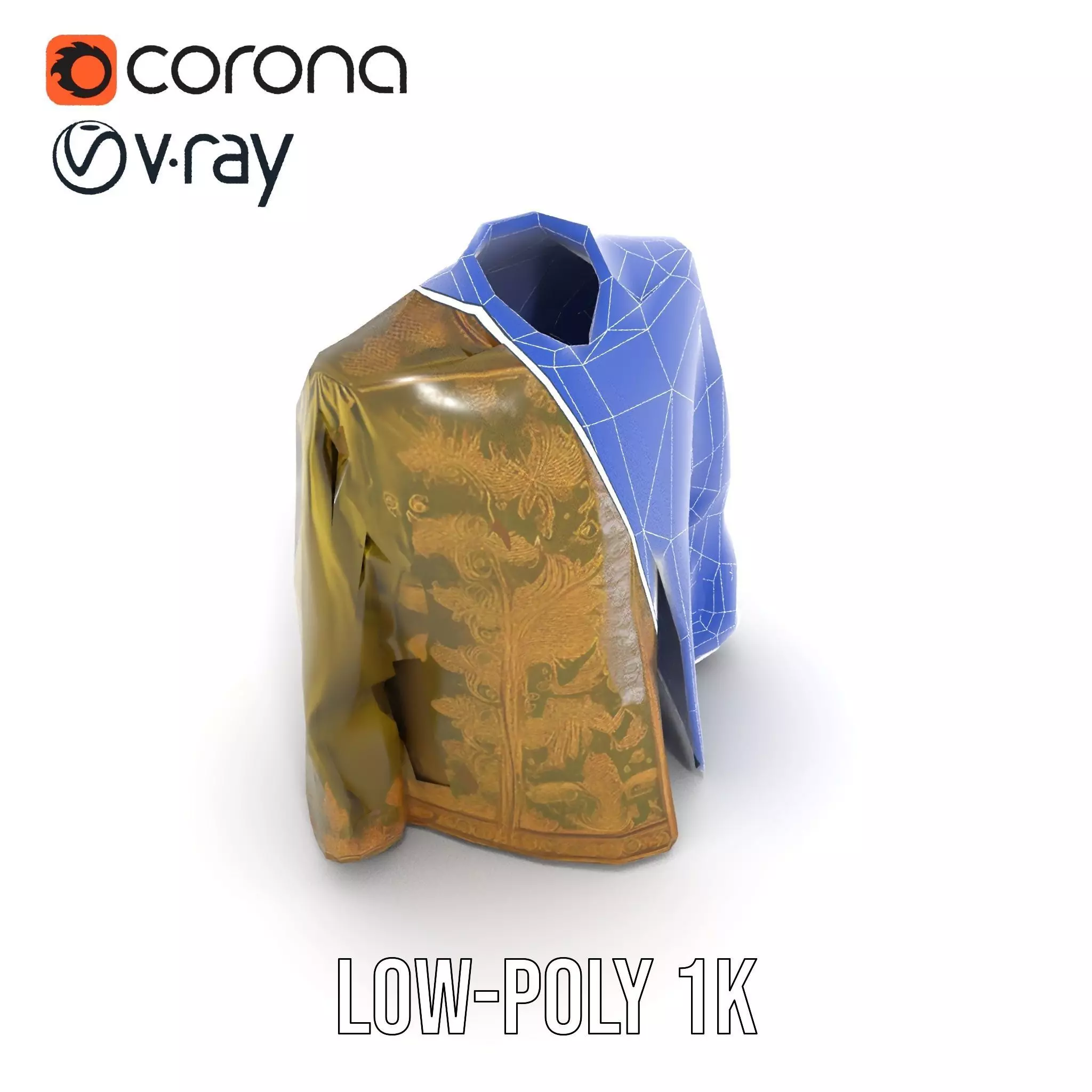 Elegant Olive Sherwani model pack Low-poly 3D model_12