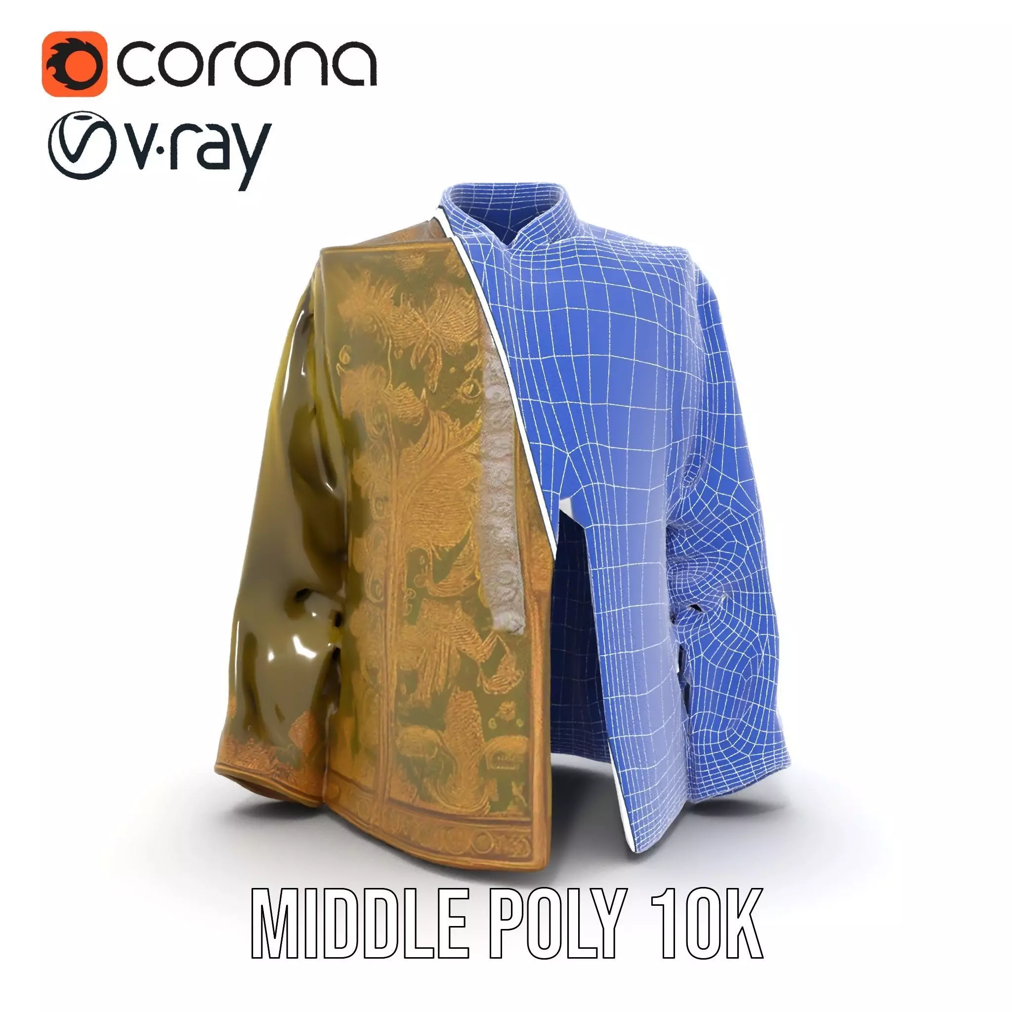 Elegant Olive Sherwani model pack Low-poly 3D model_21