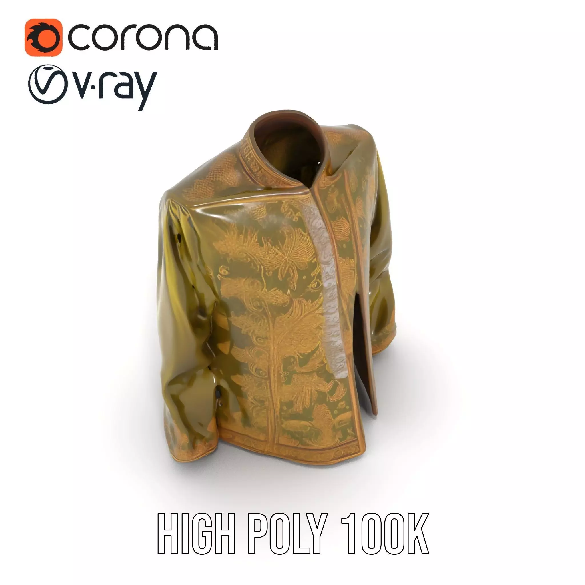 Elegant Olive Sherwani model pack Low-poly 3D model_17