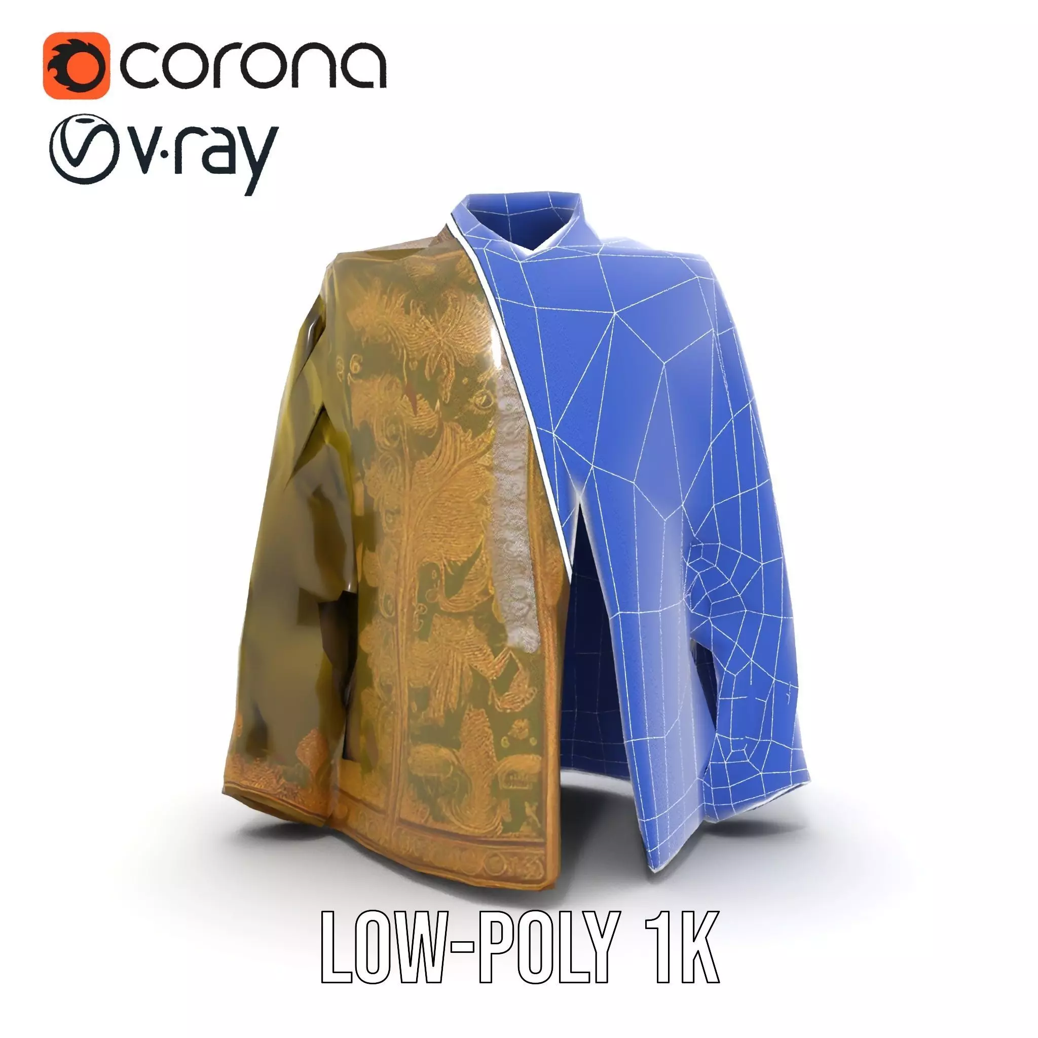 Elegant Olive Sherwani model pack Low-poly 3D model_16