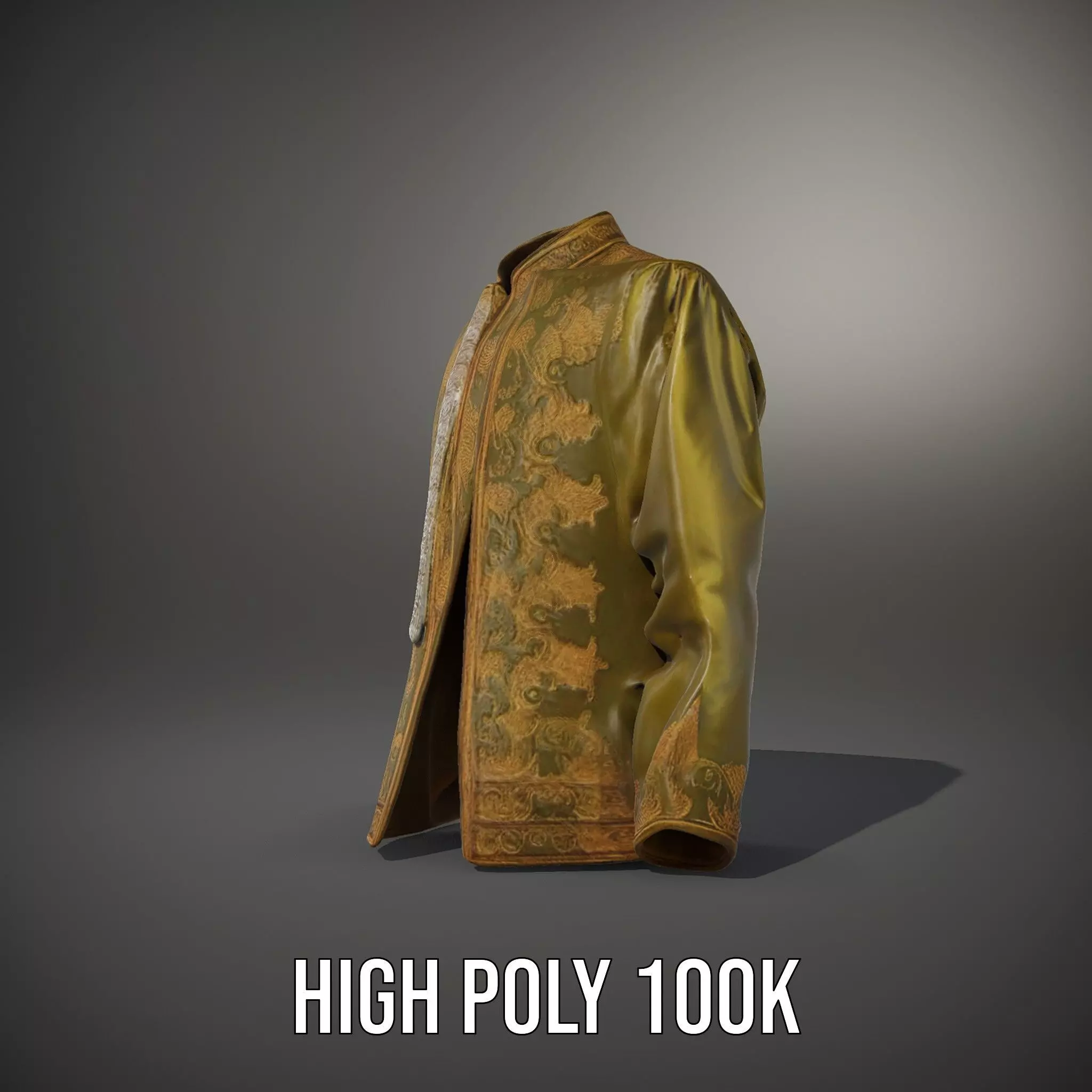 Elegant Olive Sherwani model pack Low-poly 3D model_8