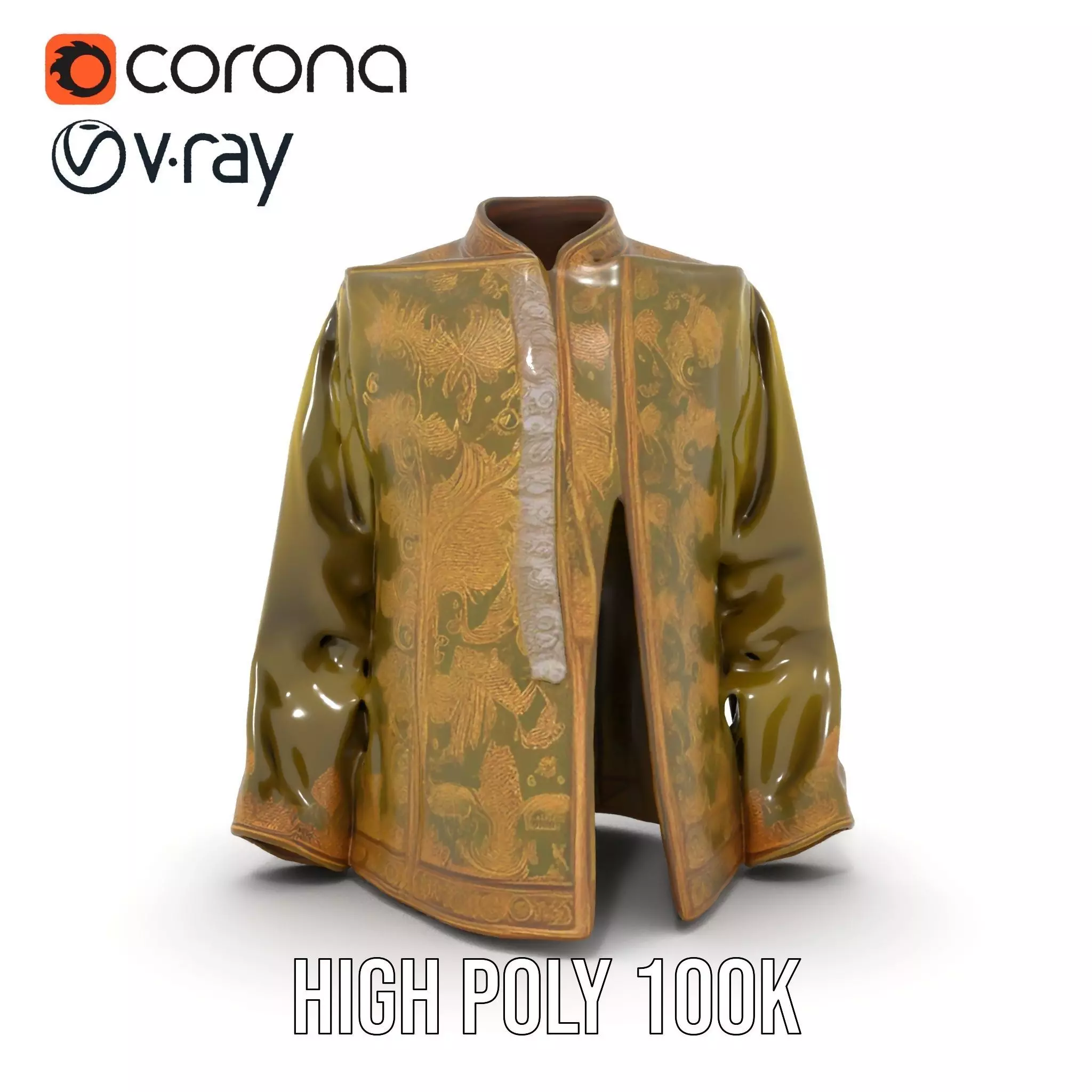 Elegant Olive Sherwani model pack Low-poly 3D model_33