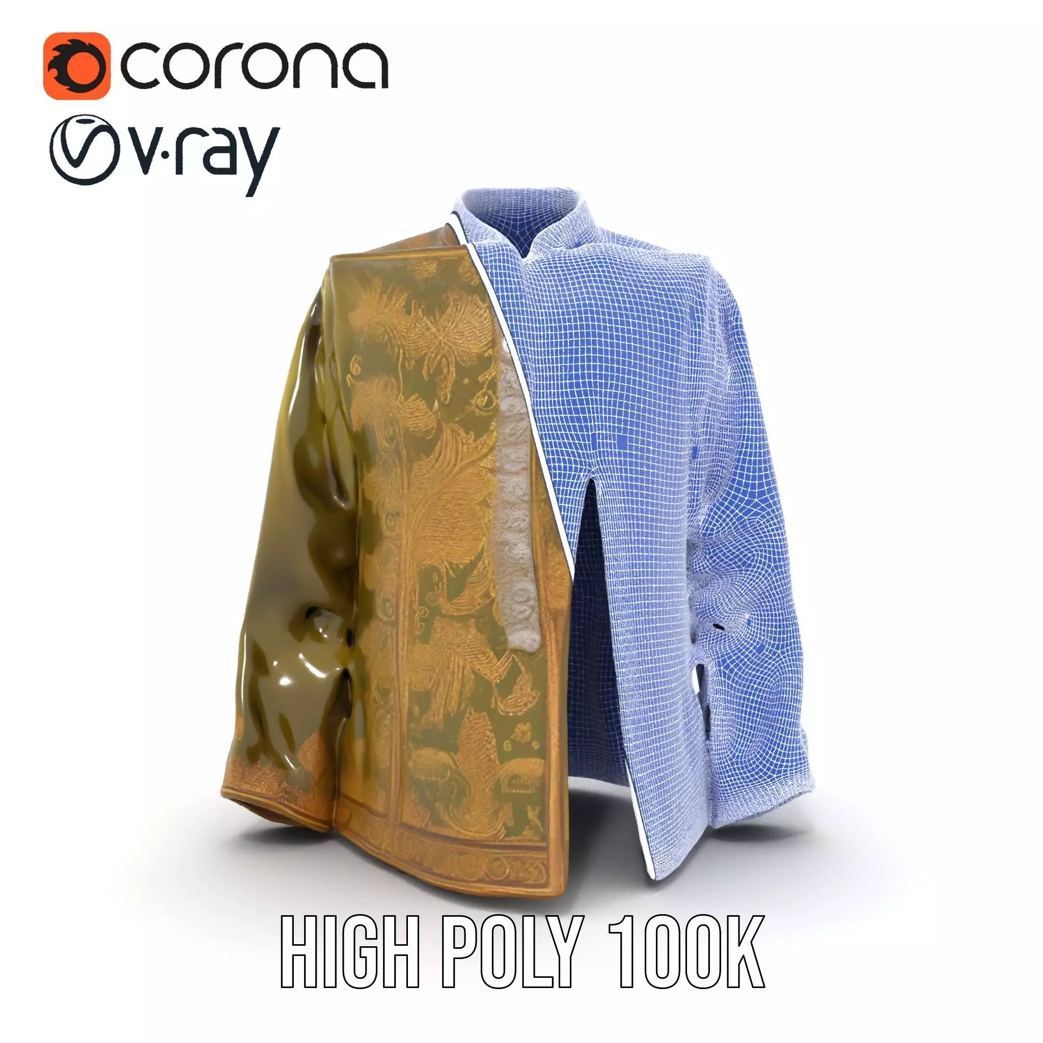 Elegant Olive Sherwani model pack Low-poly 3D model_34