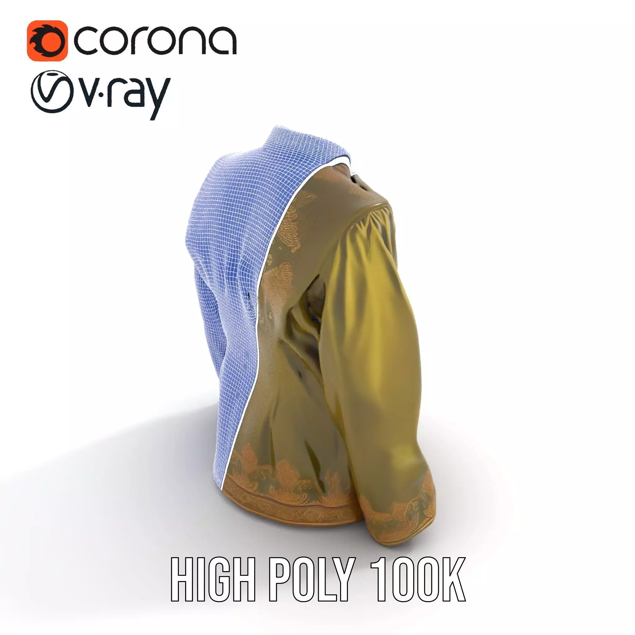 Elegant Olive Sherwani model pack Low-poly 3D model_28