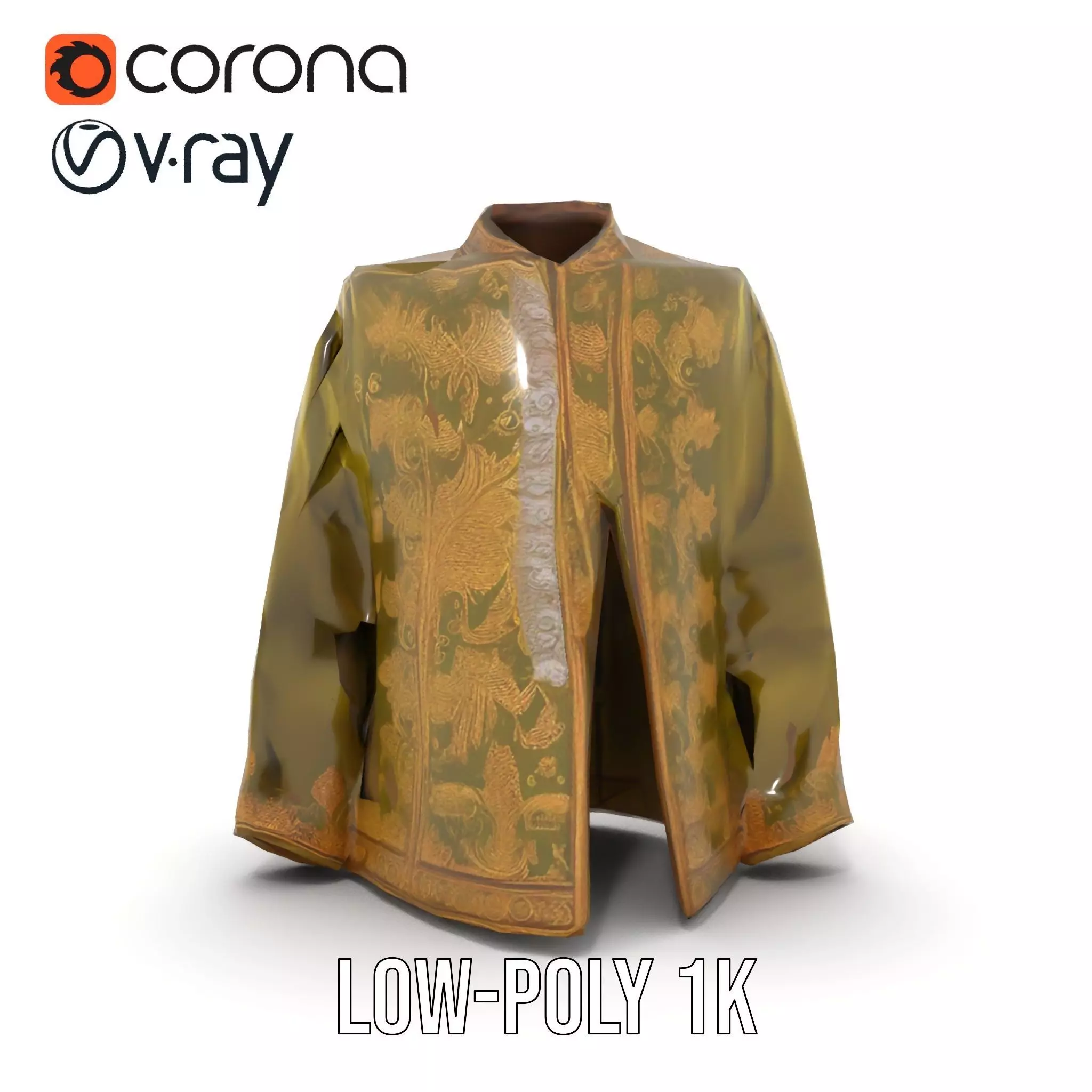 Elegant Olive Sherwani model pack Low-poly 3D model_24