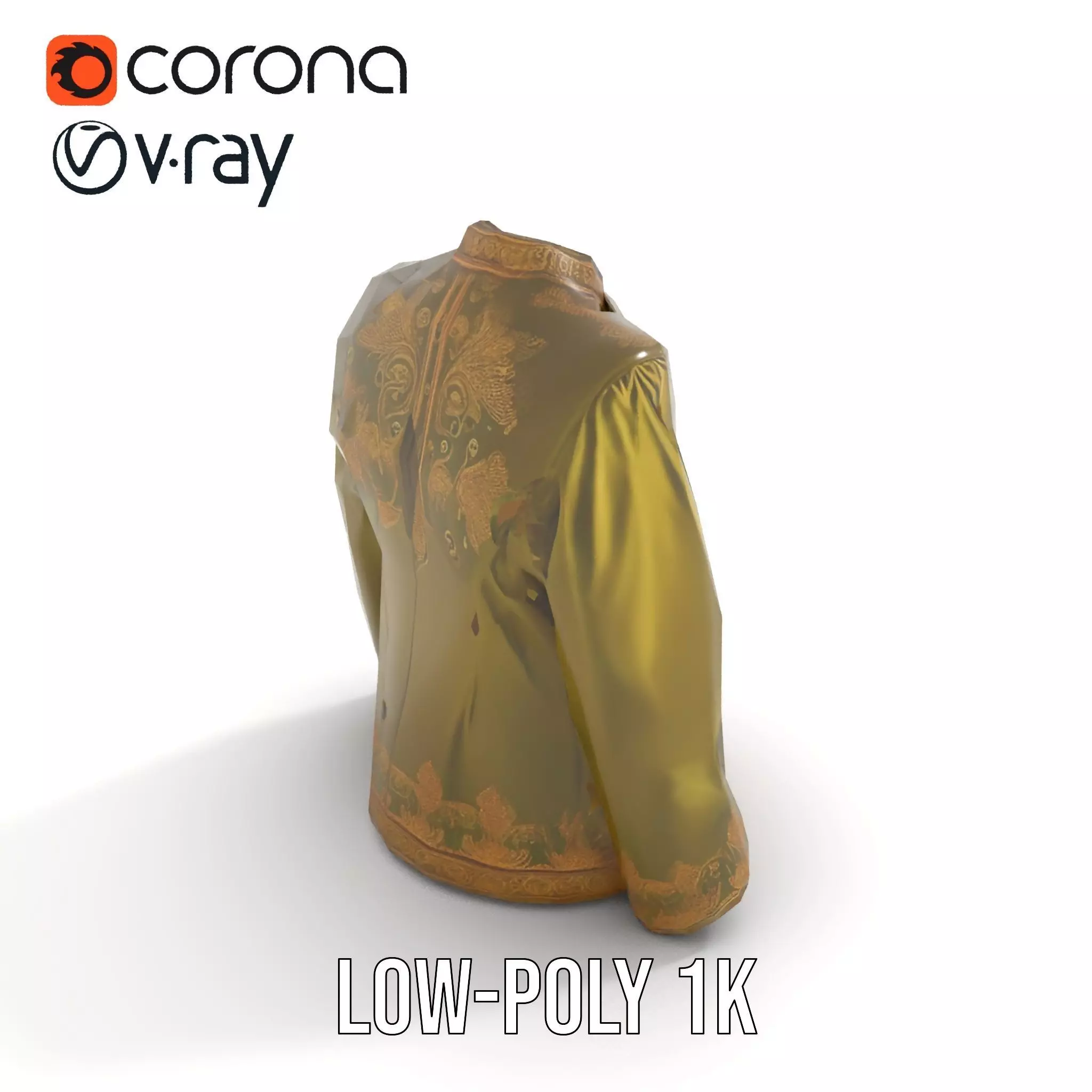 Elegant Olive Sherwani model pack Low-poly 3D model_14