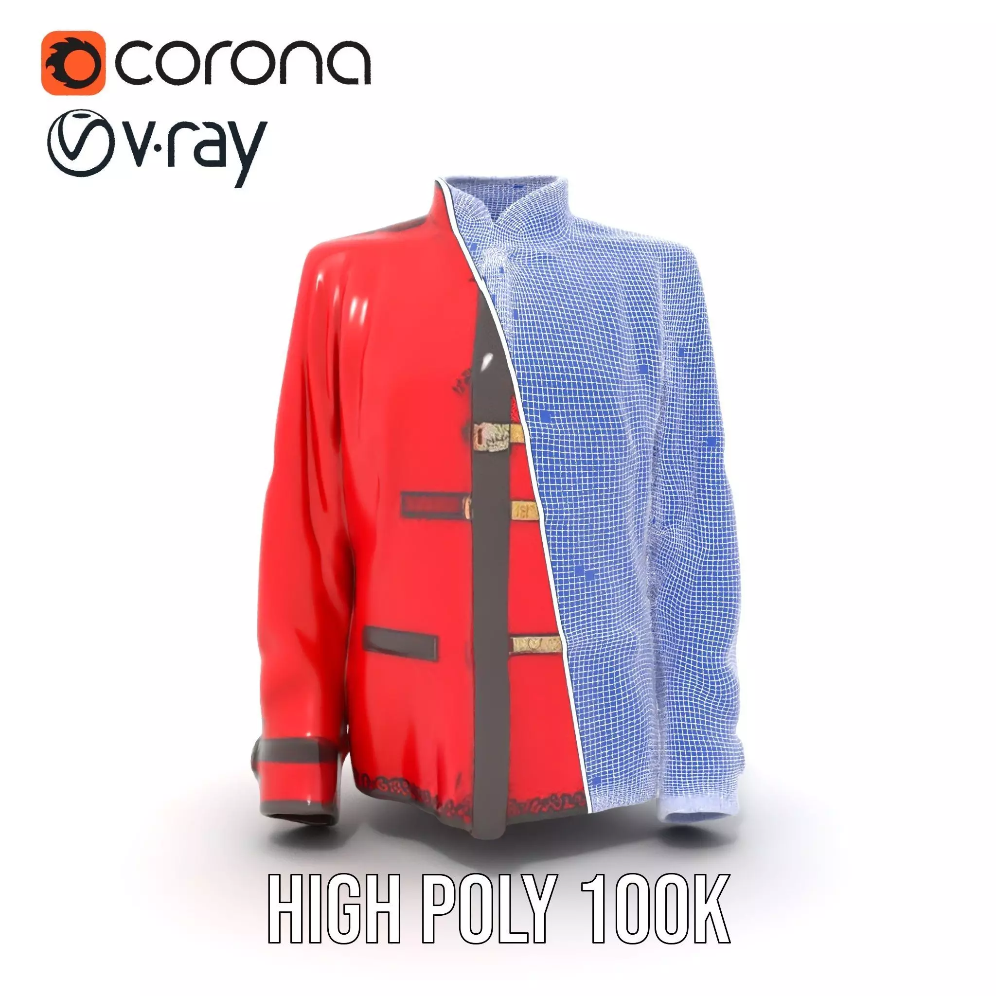 Classic Red Jacket model pack Low-poly 3D model_34