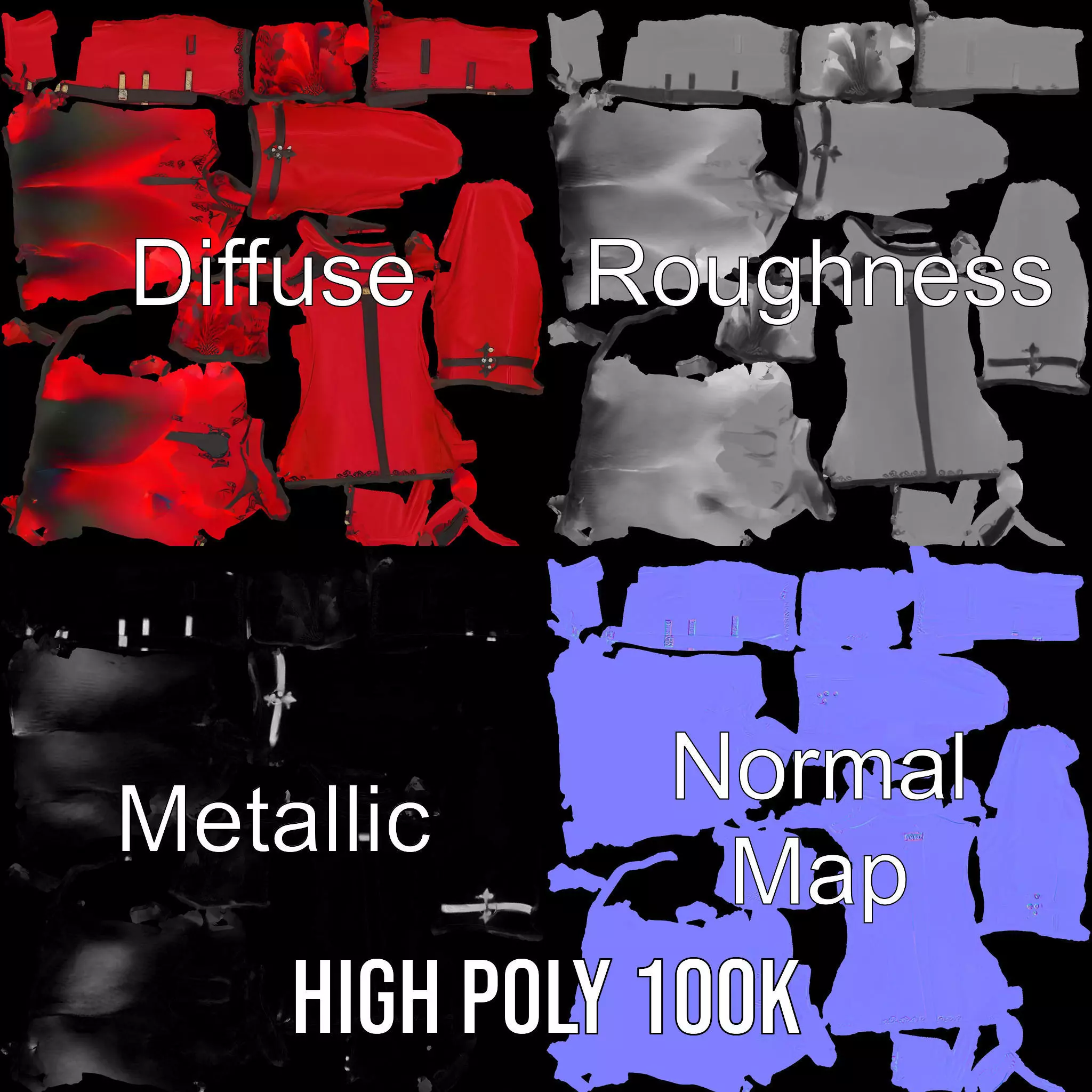 Classic Red Jacket model pack Low-poly 3D model_3