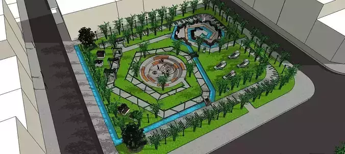 Urban Park 3D Model SketchUp