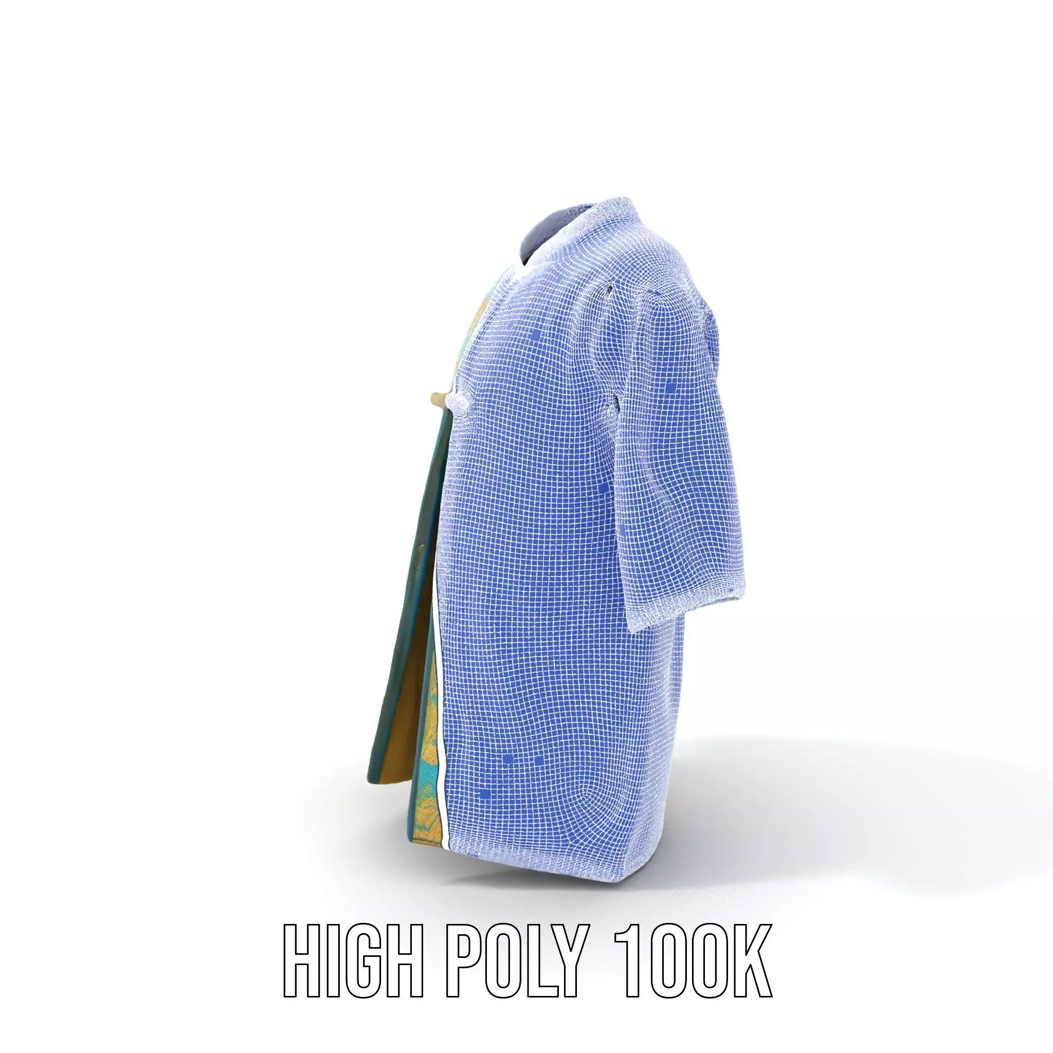 Turquoise Embroidered Robe model pack Low-poly 3D model_4