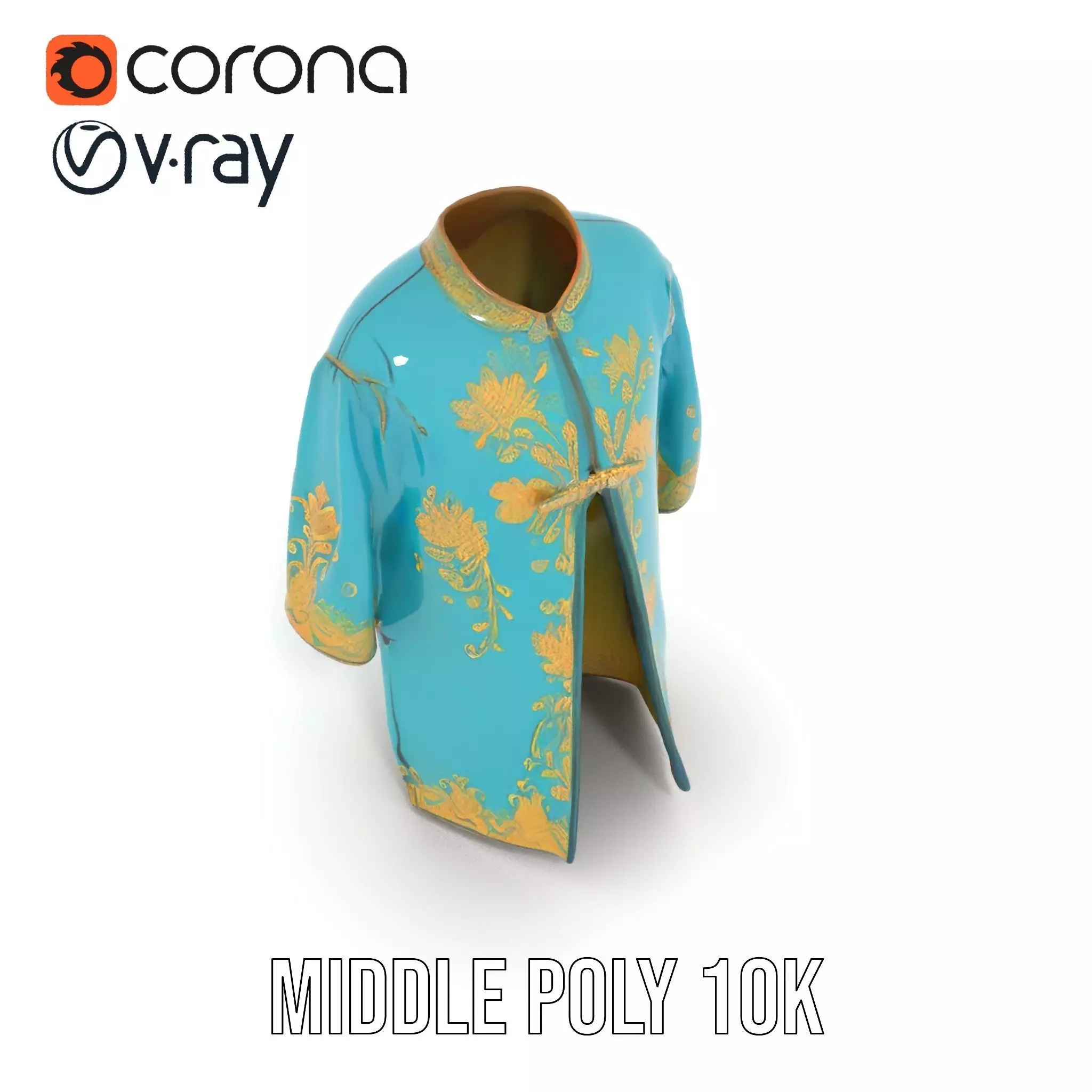 Turquoise Embroidered Robe model pack Low-poly 3D model_18