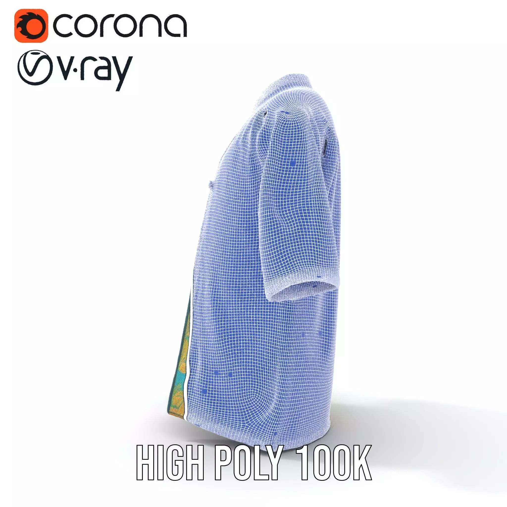 Turquoise Embroidered Robe model pack Low-poly 3D model_34