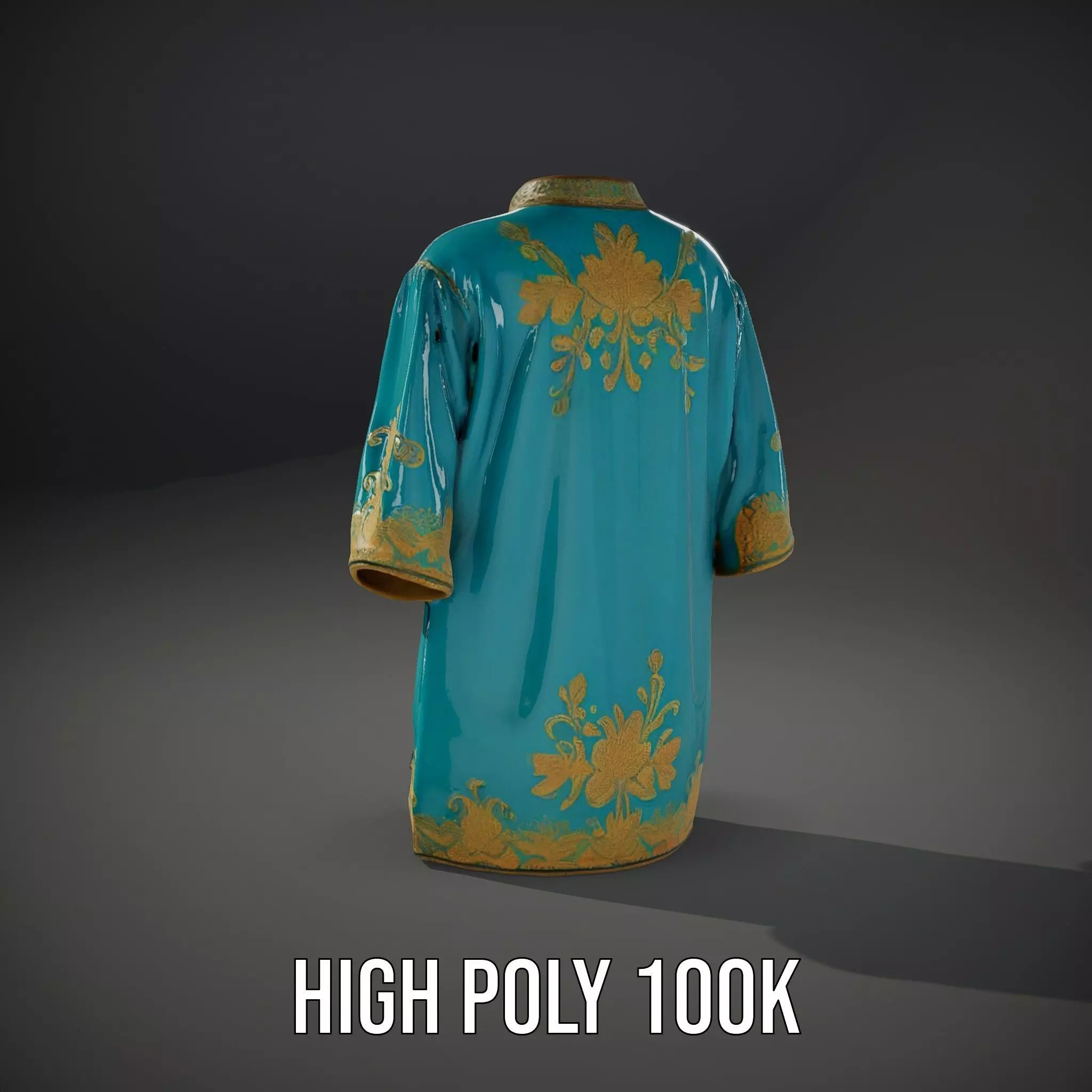 Turquoise Embroidered Robe model pack Low-poly 3D model_8