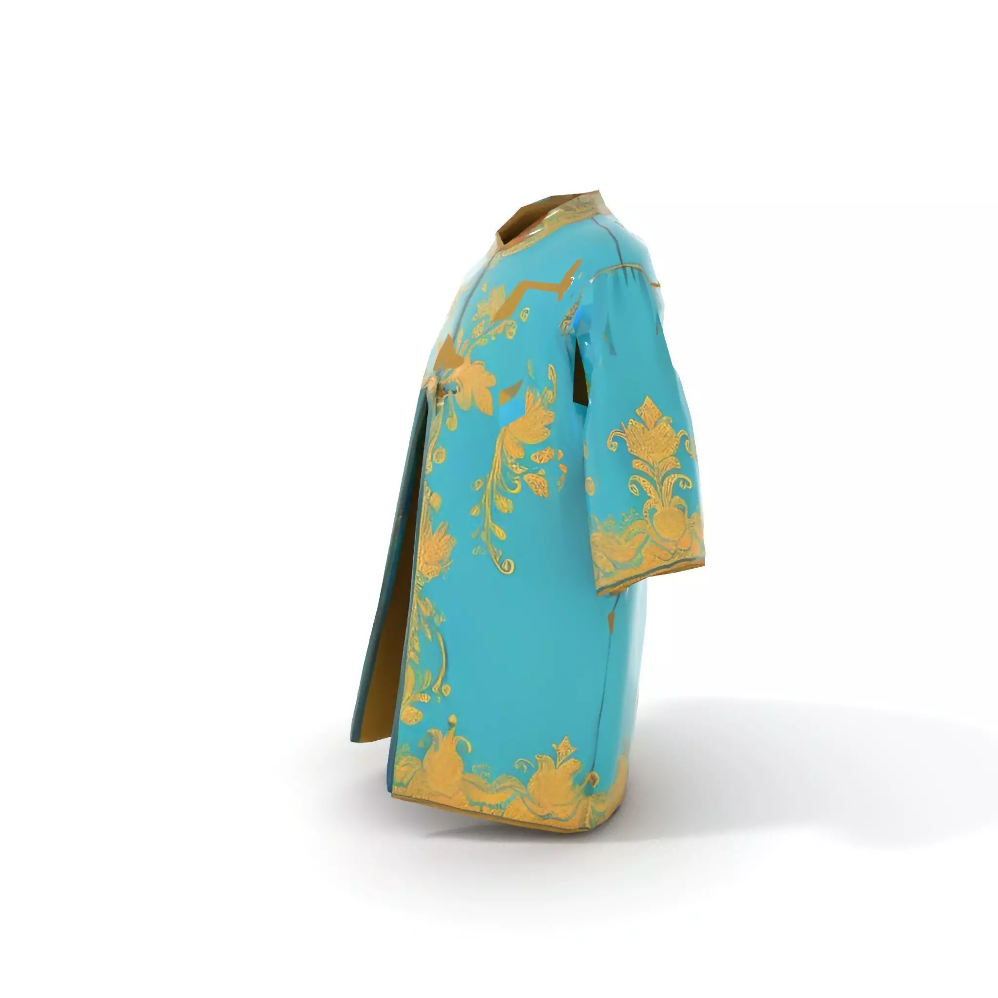 Turquoise Embroidered Robe model pack Low-poly 3D model_12