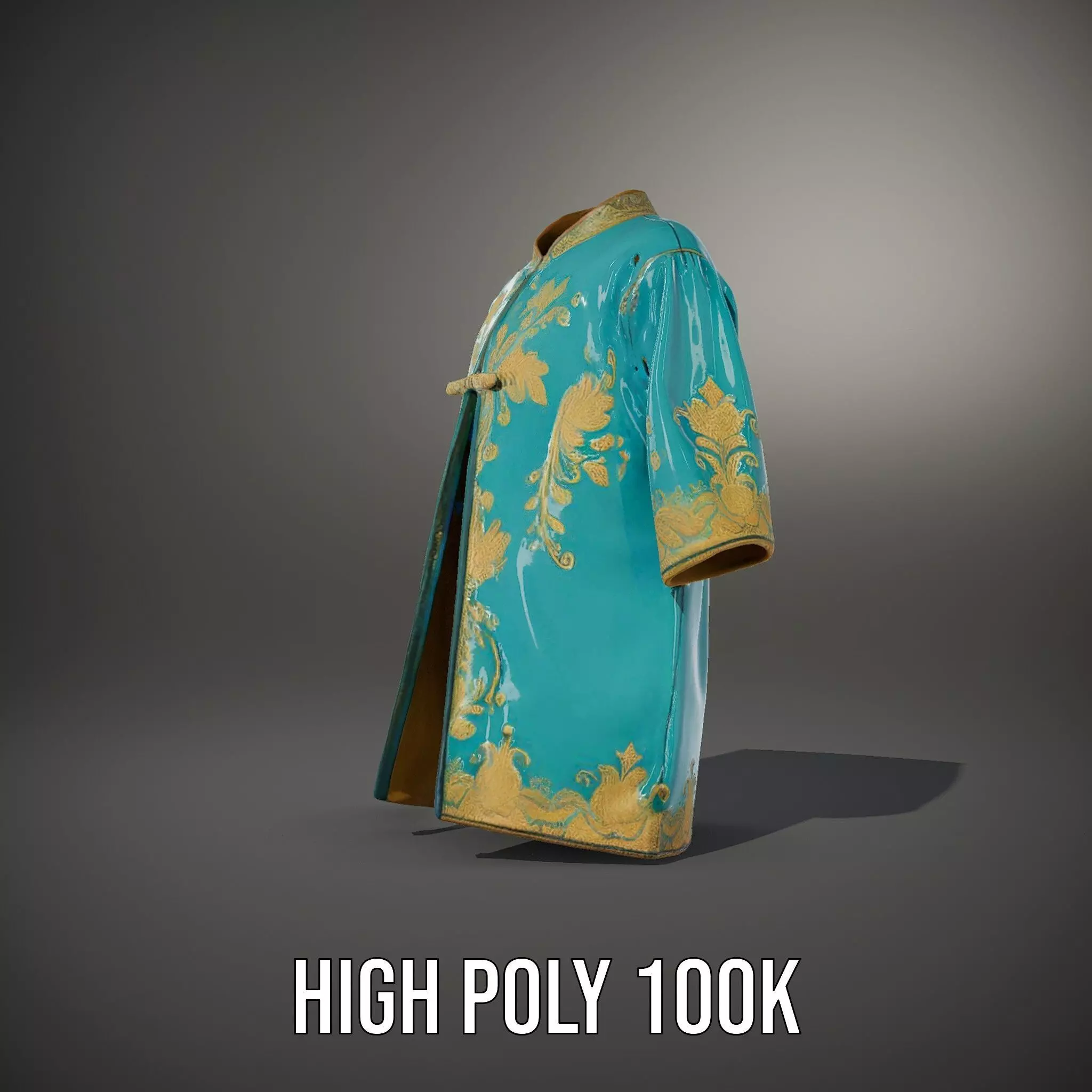 Turquoise Embroidered Robe model pack Low-poly 3D model_10