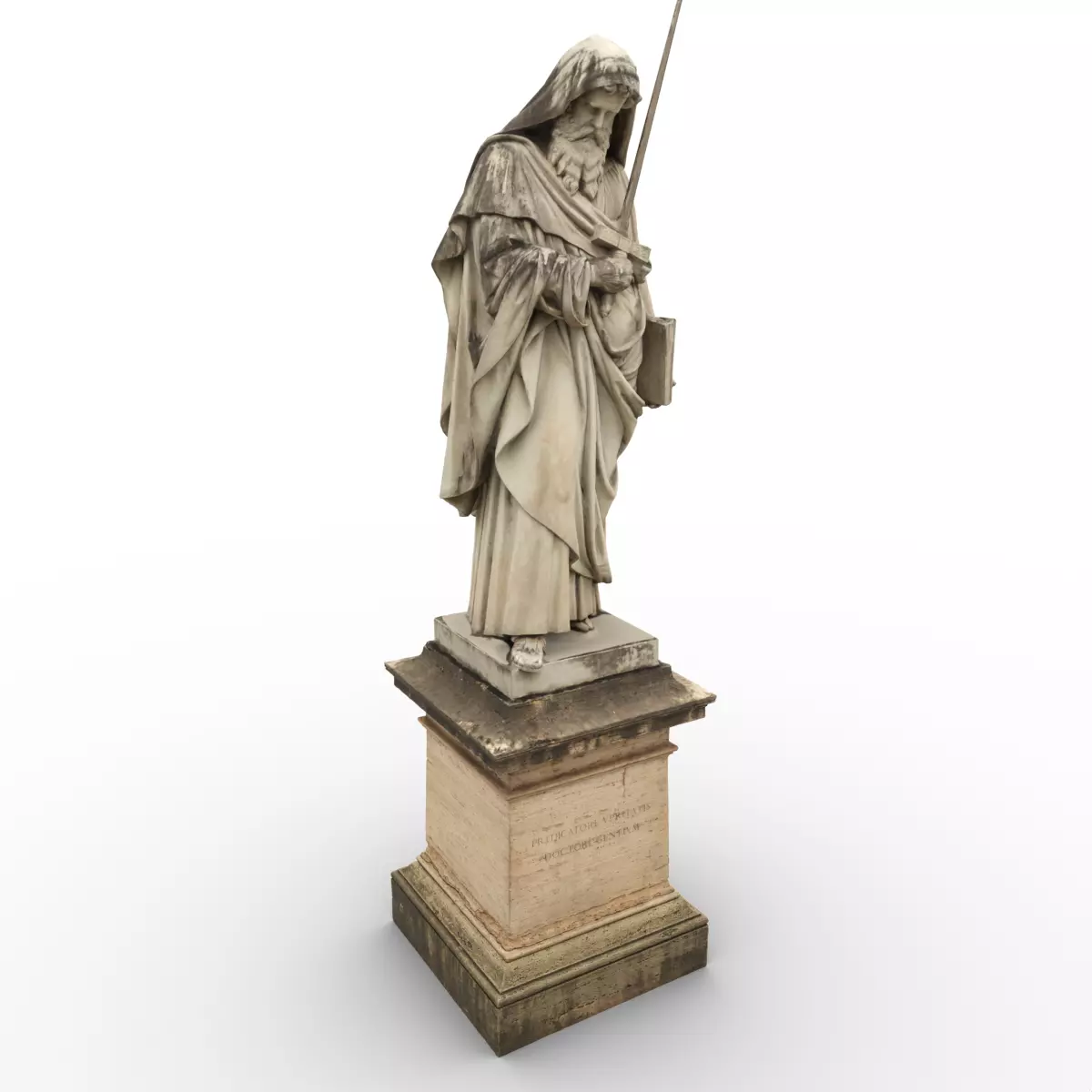 Saint Warrior Statue Low-poly 3D model_0