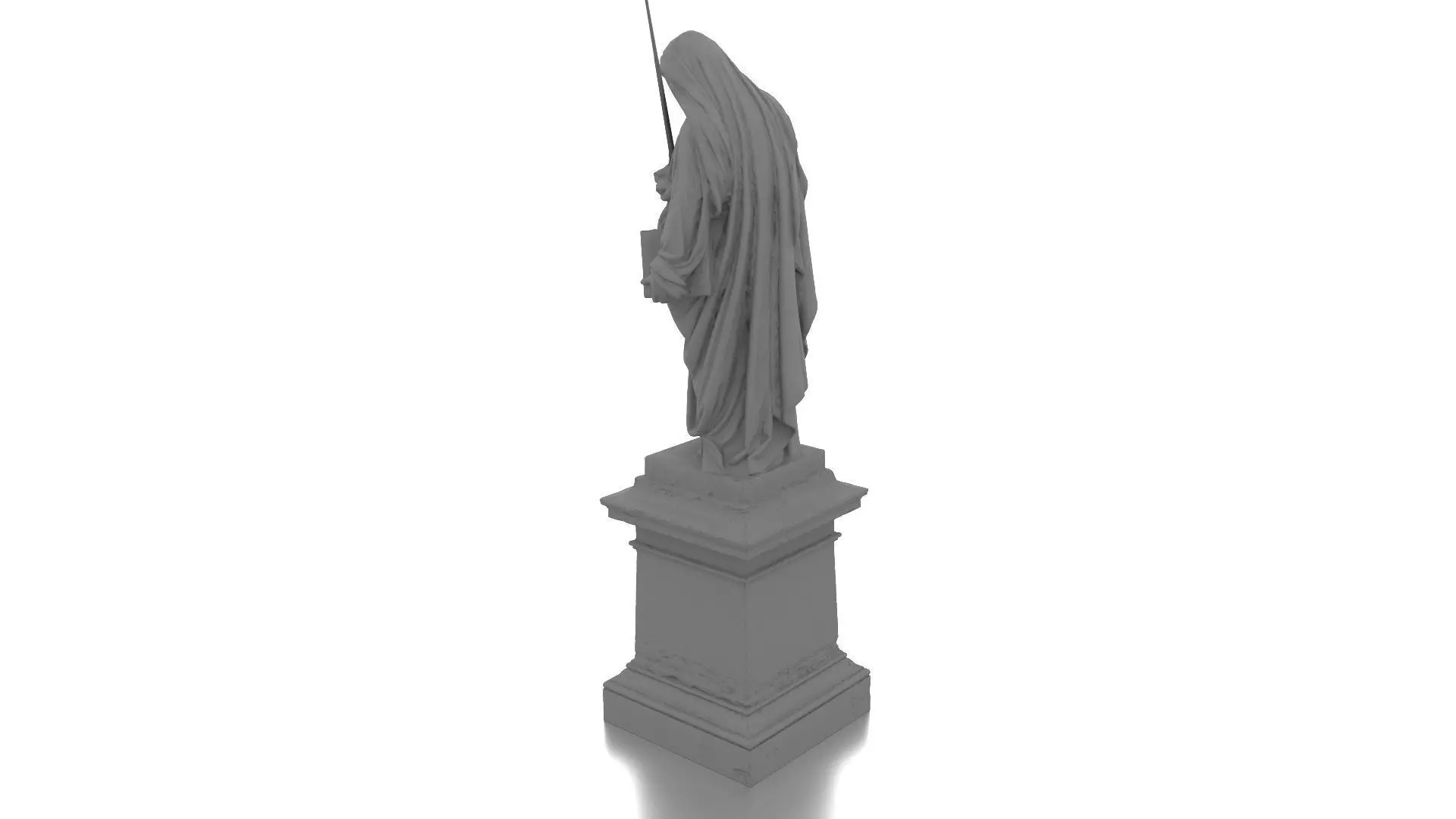 Saint Warrior Statue Low-poly 3D model_10