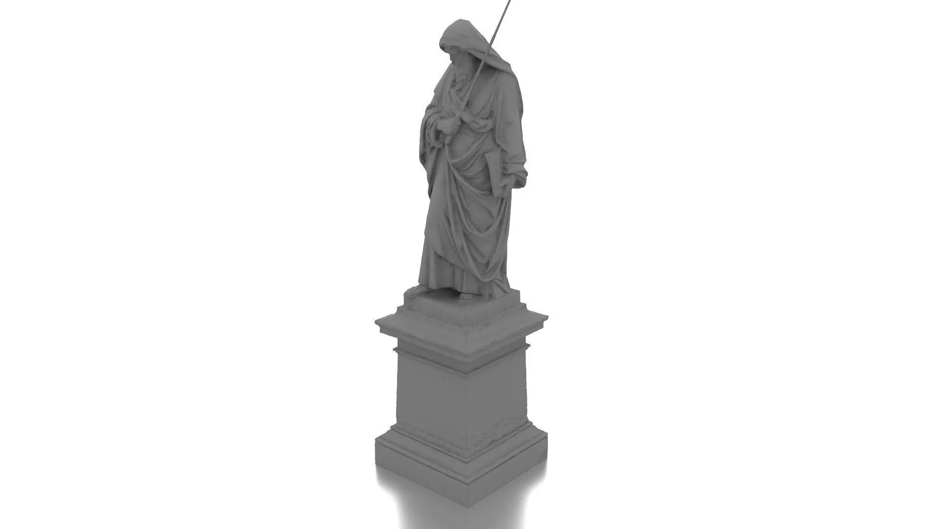 Saint Warrior Statue Low-poly 3D model_9