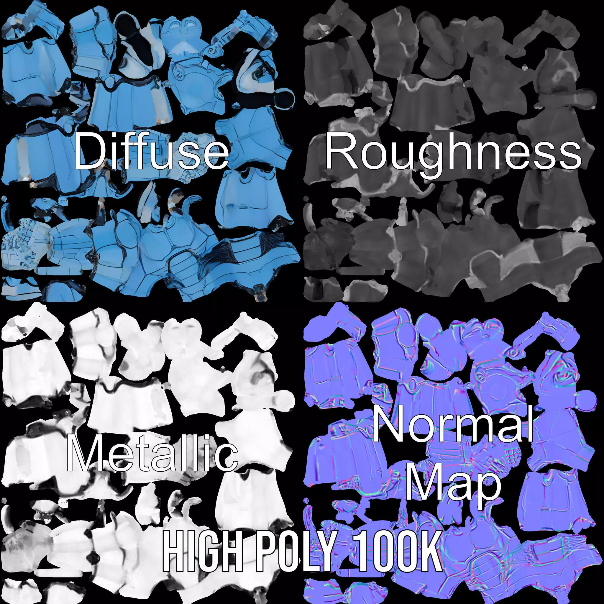 Sapphire Android model pack Low-poly 3D model_3