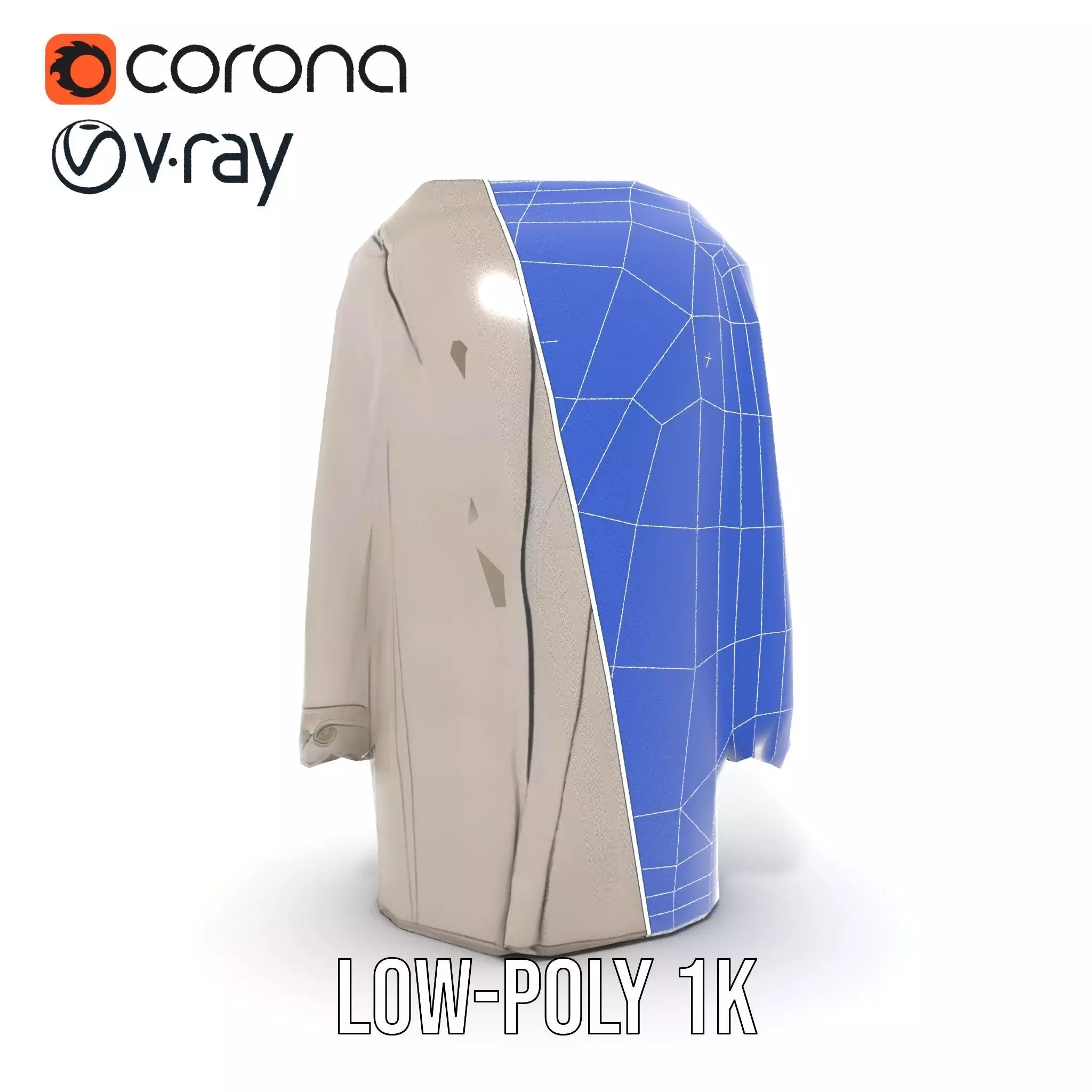 Elegant Grey Coat model pack Low-poly 3D model_30