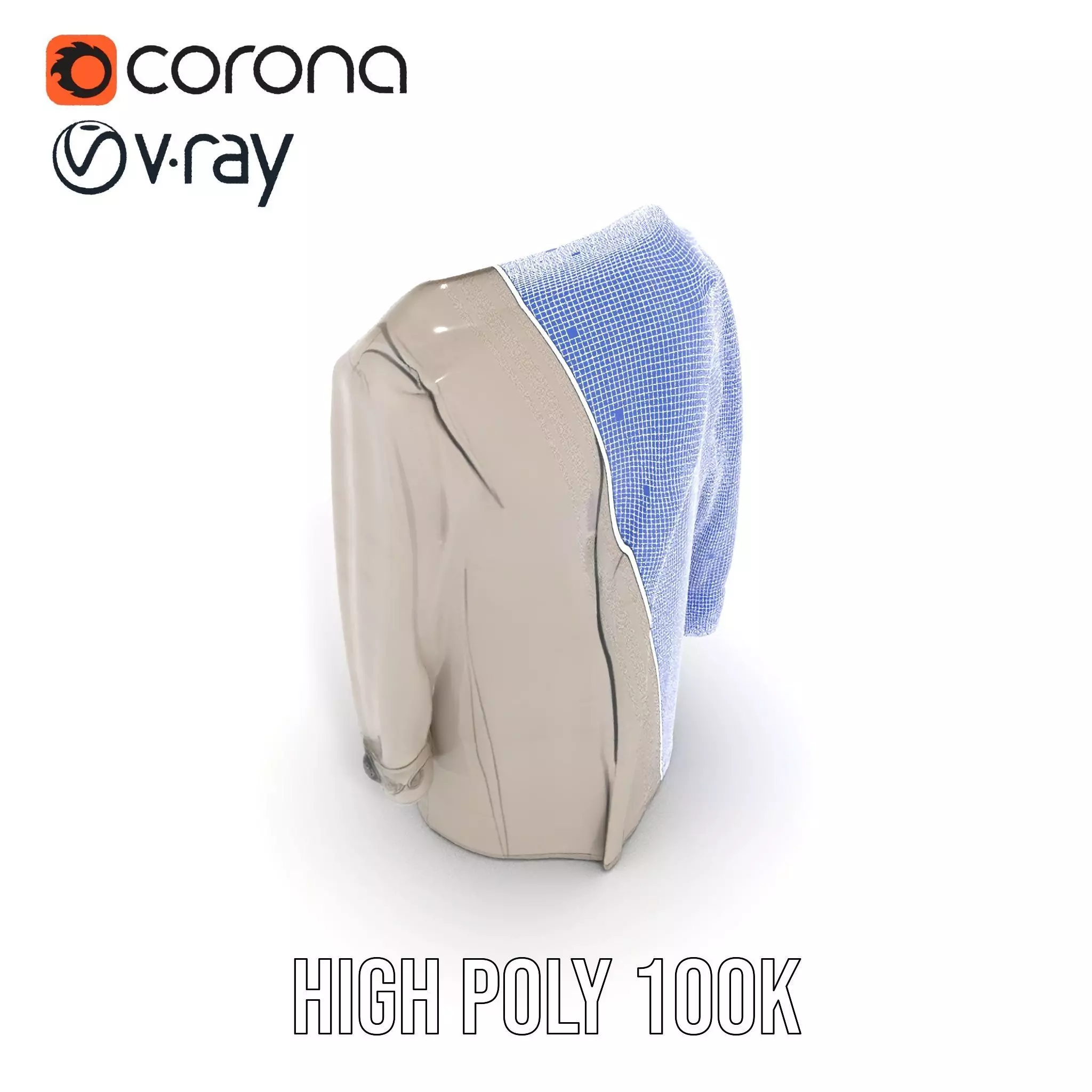 Elegant Grey Coat model pack Low-poly 3D model_20