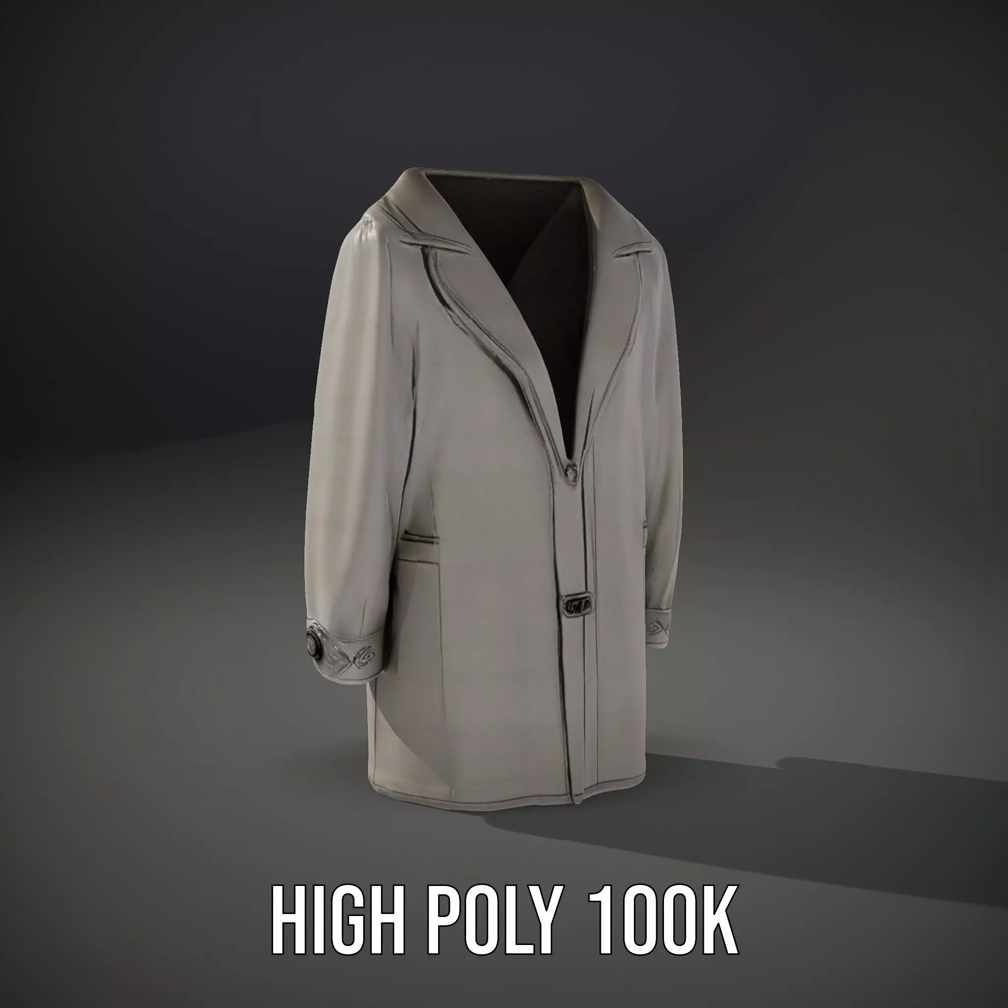 Elegant Grey Coat model pack Low-poly 3D model_10