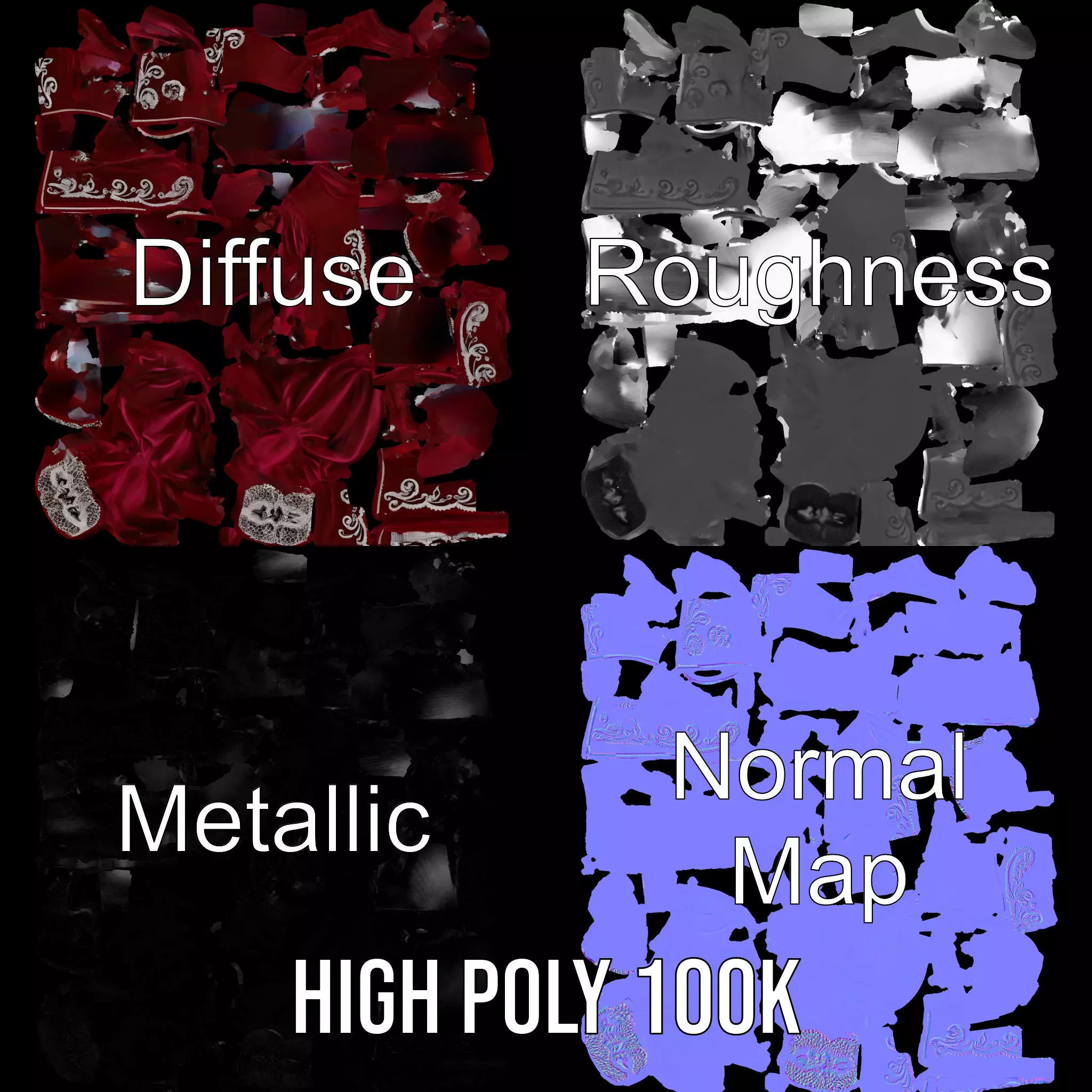 Elegant Velvet Jacket model pack Low-poly 3D model_3