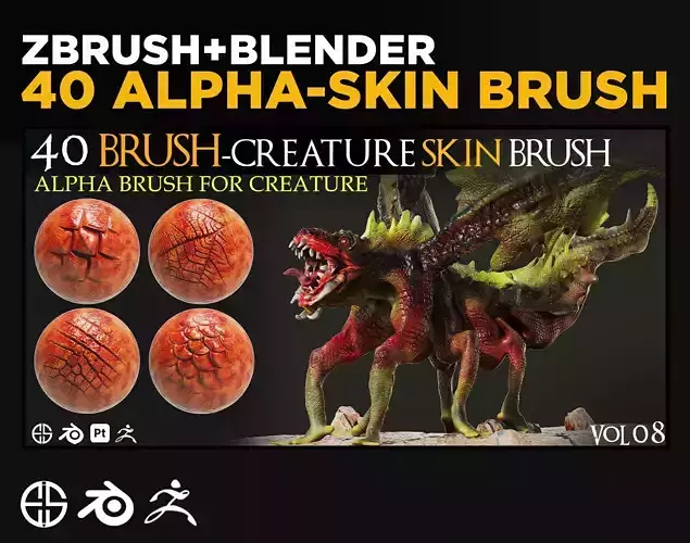 Alpha Brush For Blender And ZBrush-Dragon Skin-Alpha Brush