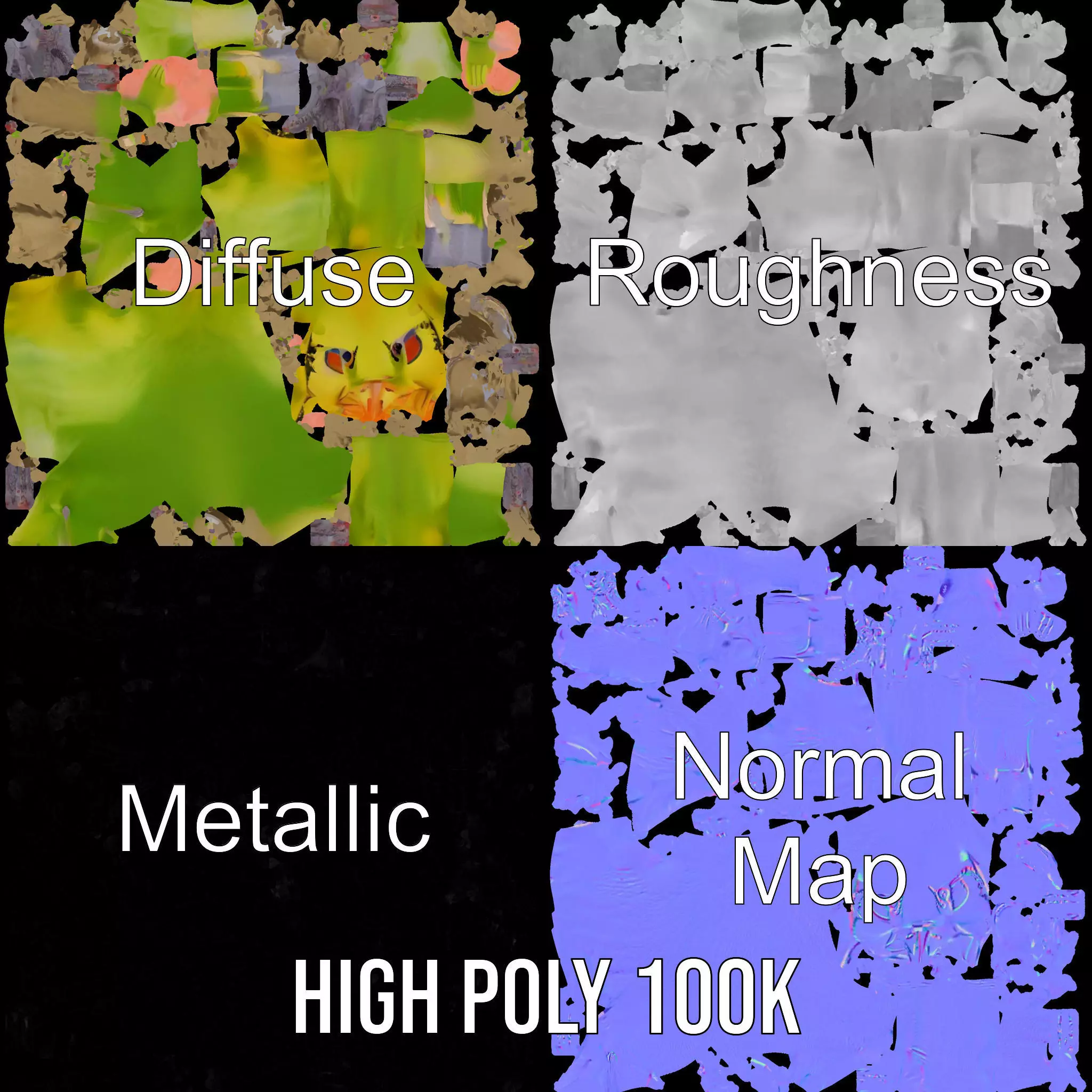 Tropical Parrot Hybrid model pack Low-poly 3D model_3