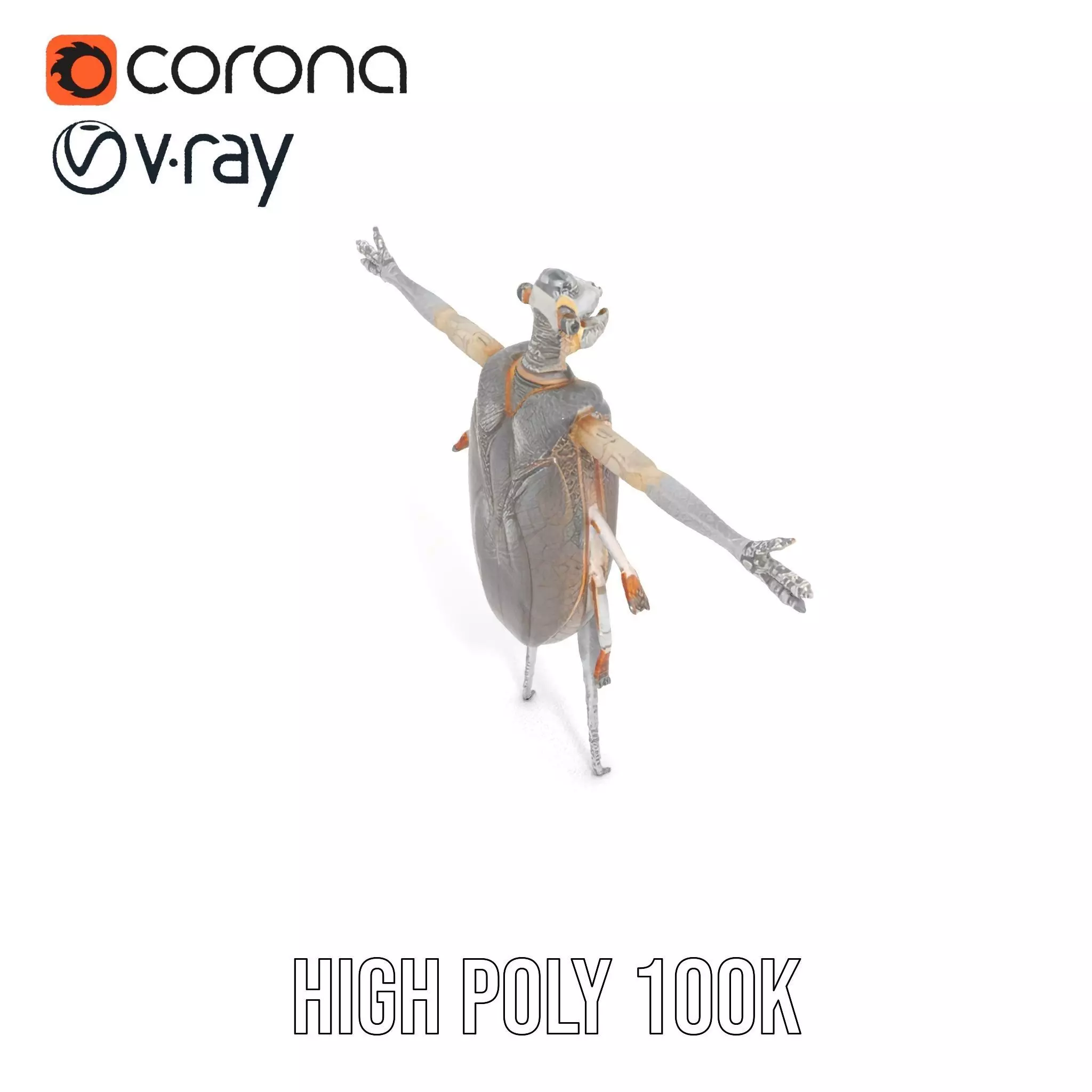 Futuristic Beetle Droid model pack Low-poly 3D model_15