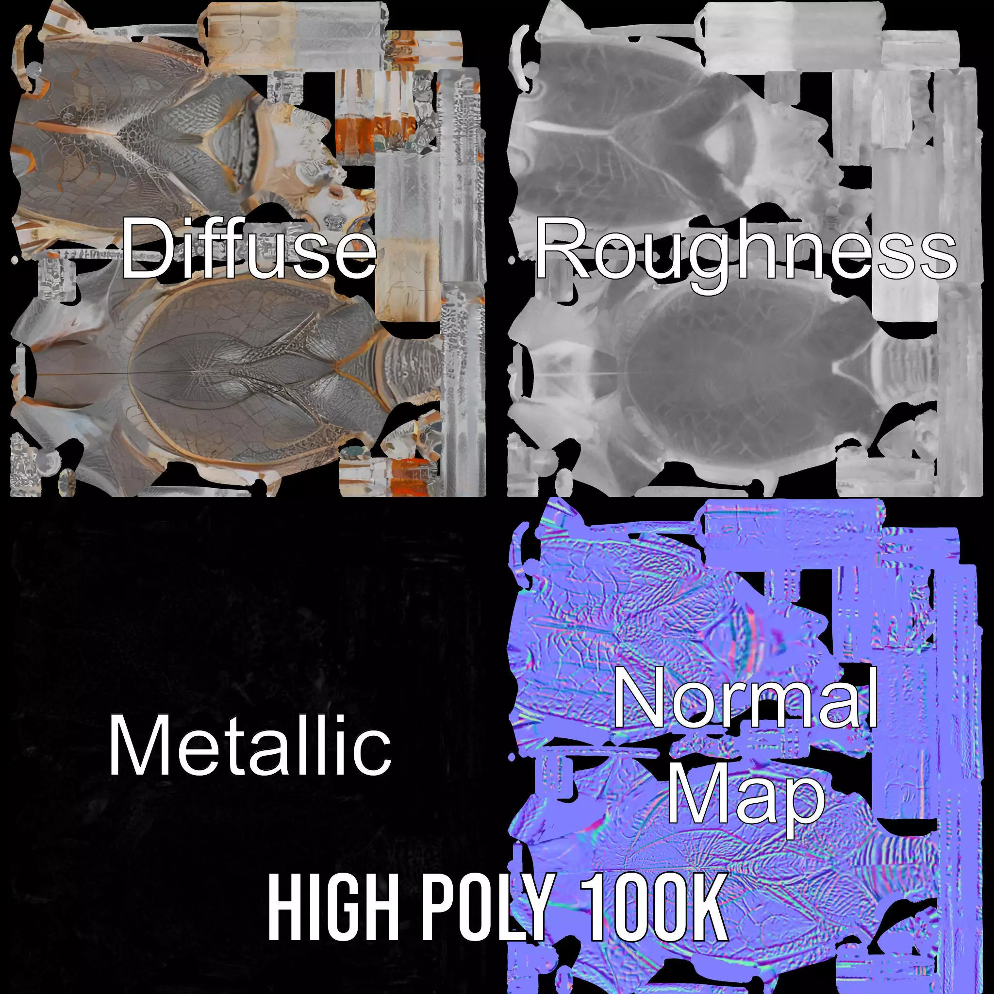 Futuristic Beetle Droid model pack Low-poly 3D model_3