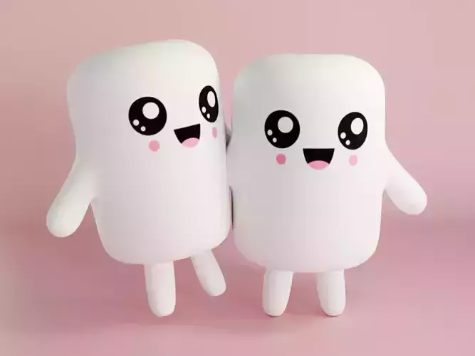 Cute 3D Marshmallow Characters  Cartoon Model