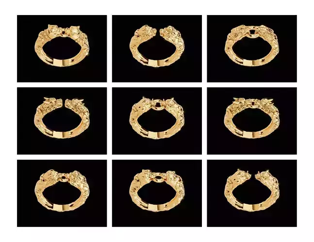 Tiger Animal Rings High Quality STL 3D Model for Jewelry Design 