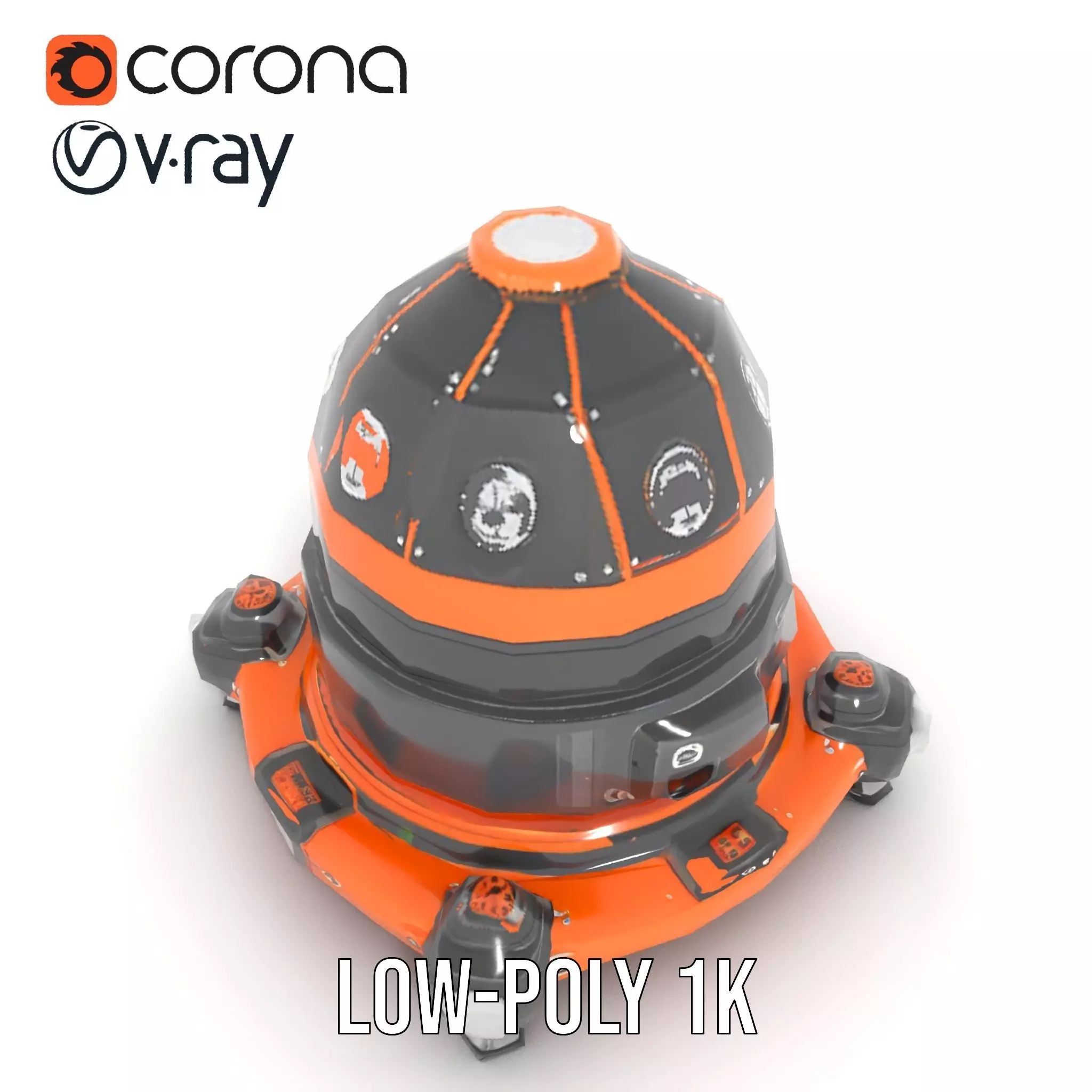 Orbital Research Drone model pack Low-poly 3D model_12