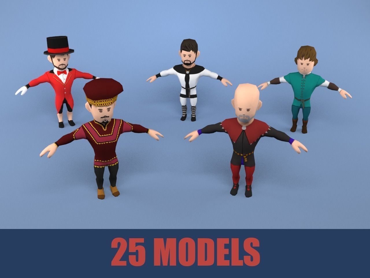 Medieval character nobleman package vol 2 Low-poly 3D model_0