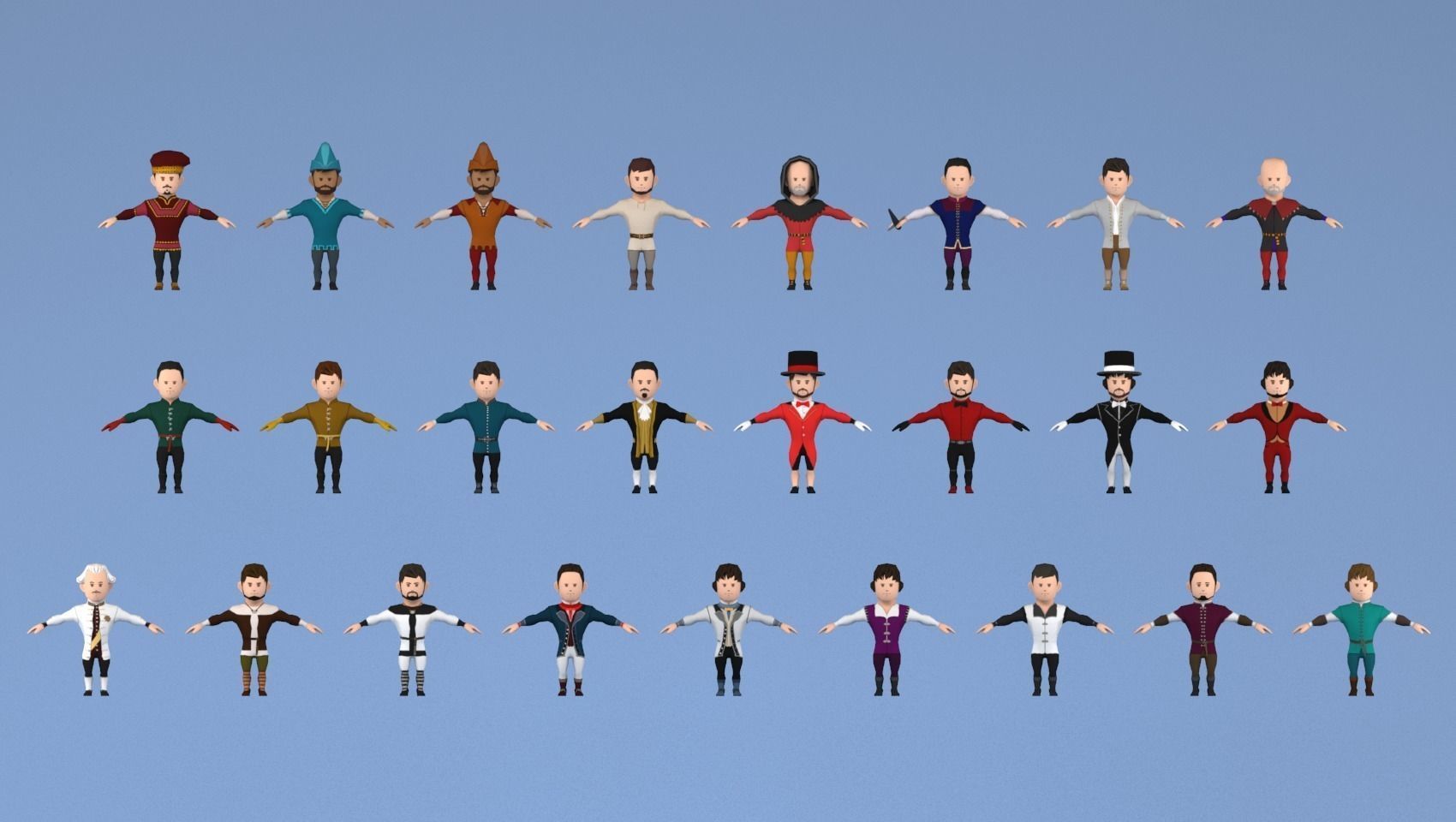 Medieval character nobleman package vol 2 Low-poly 3D model_2