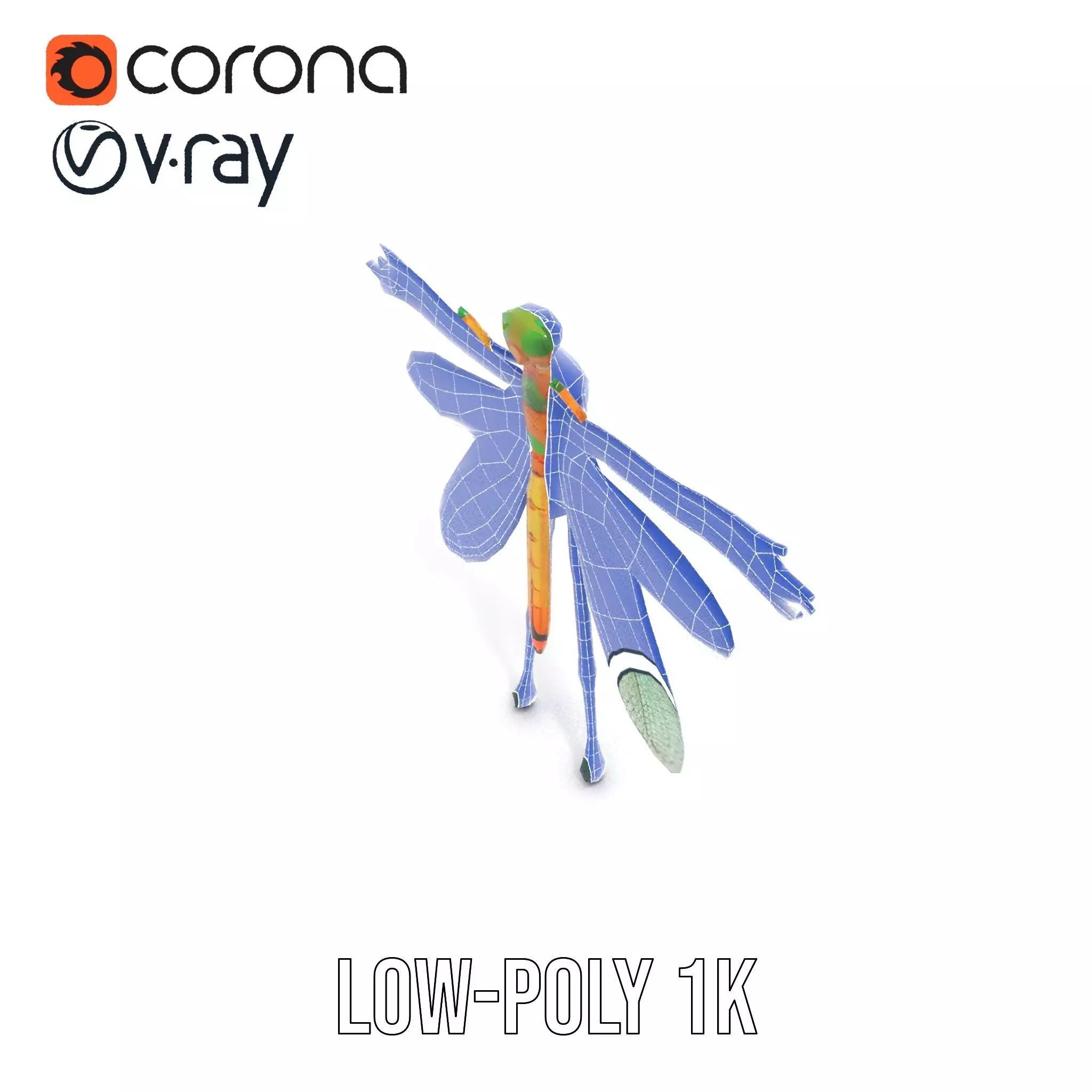 Iridescent Dragonfly model pack Low-poly 3D model_14